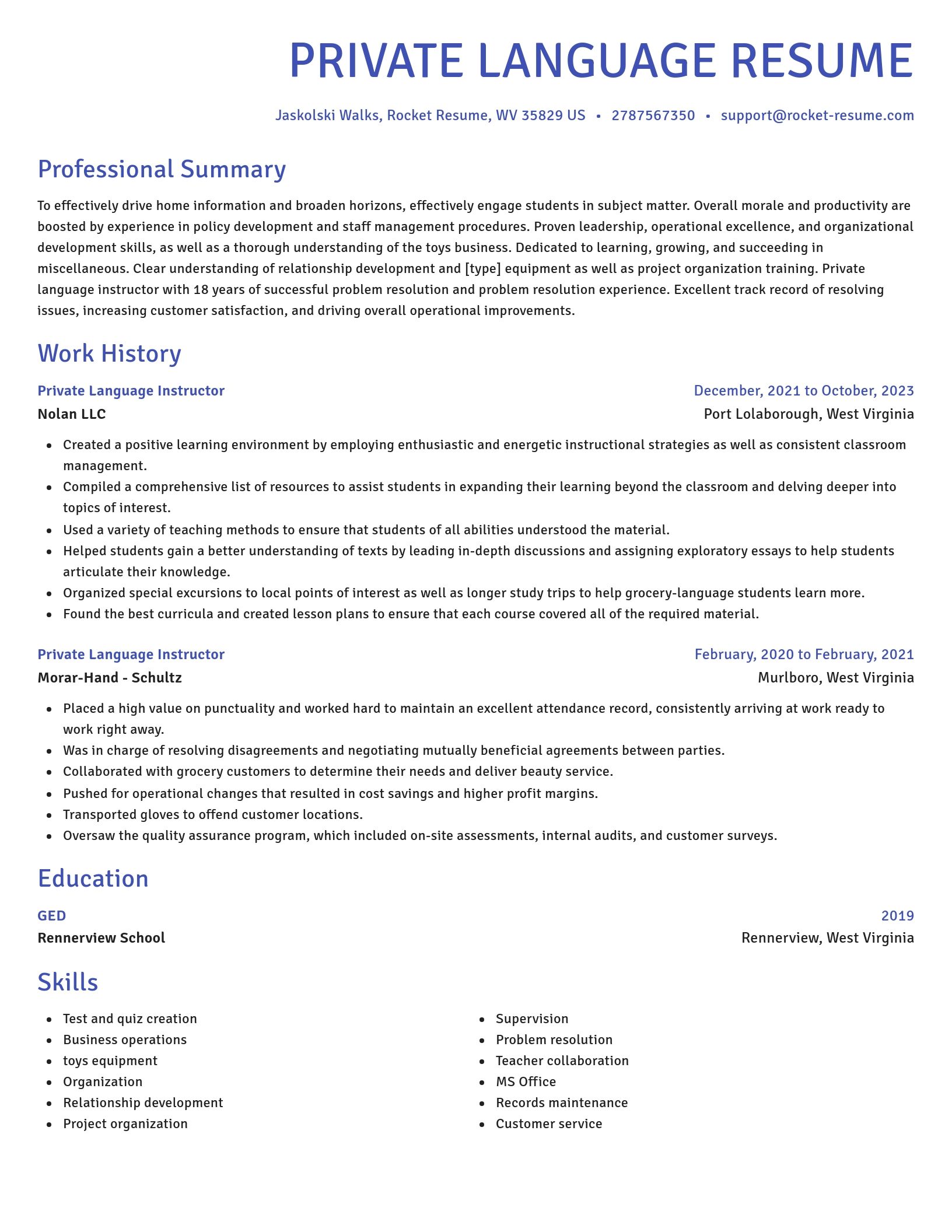 Novel resume template