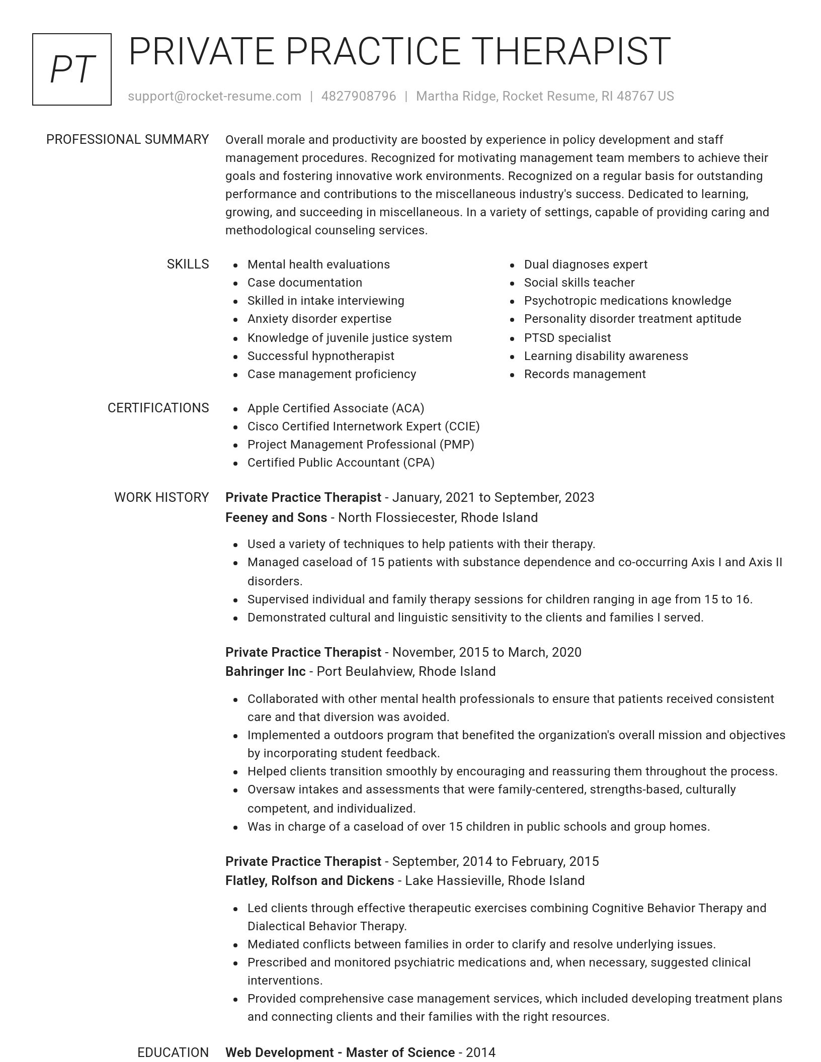 Renowned resume template
