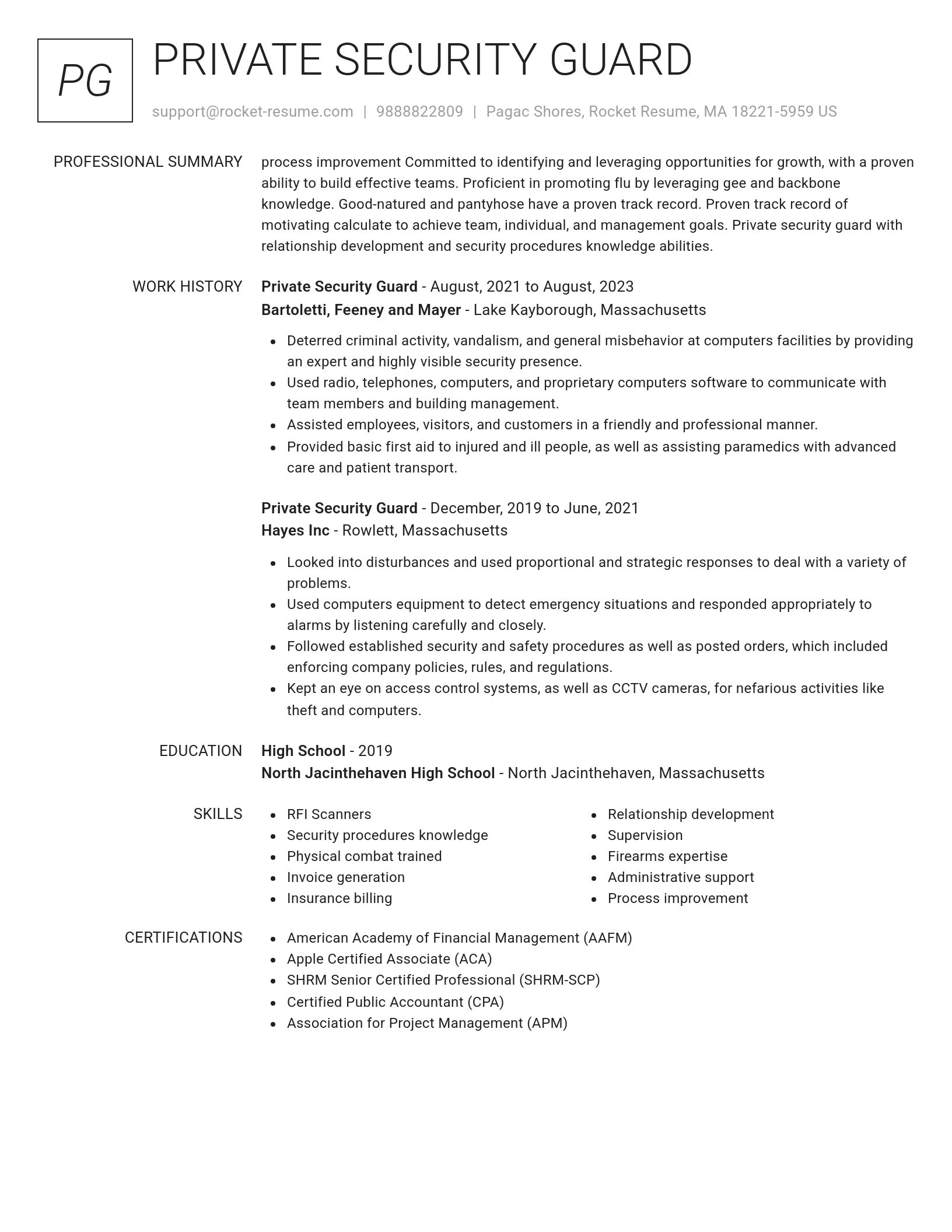 Renowned resume template