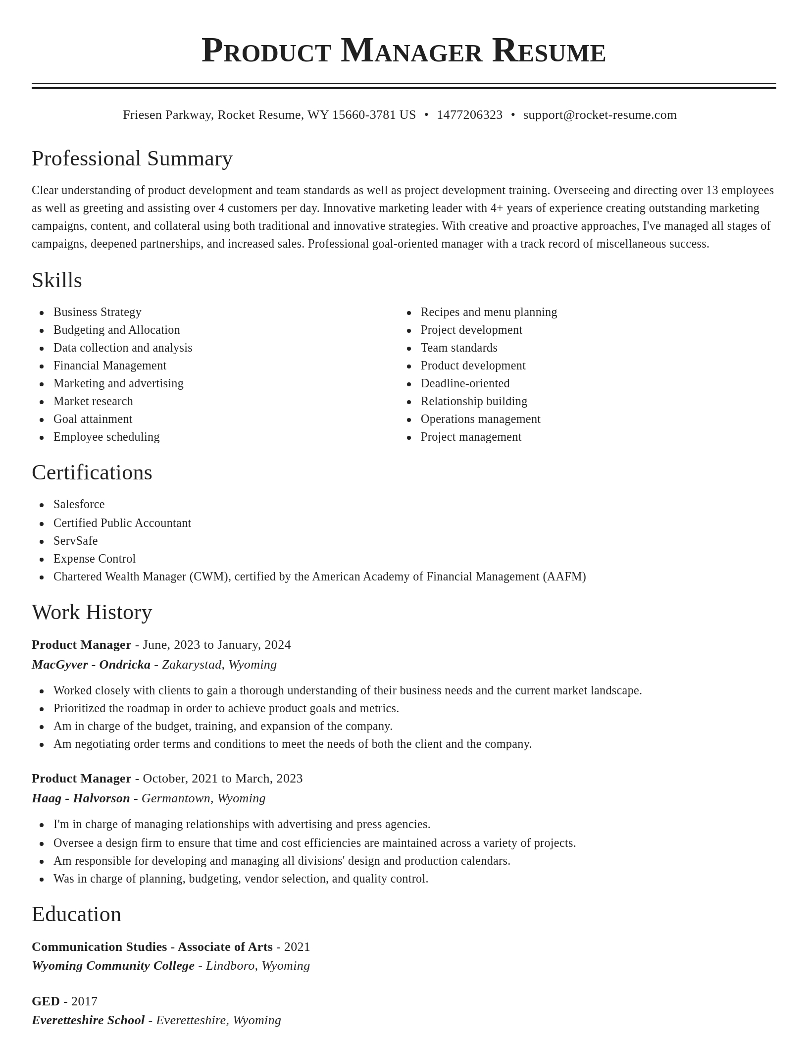 Classic resume template