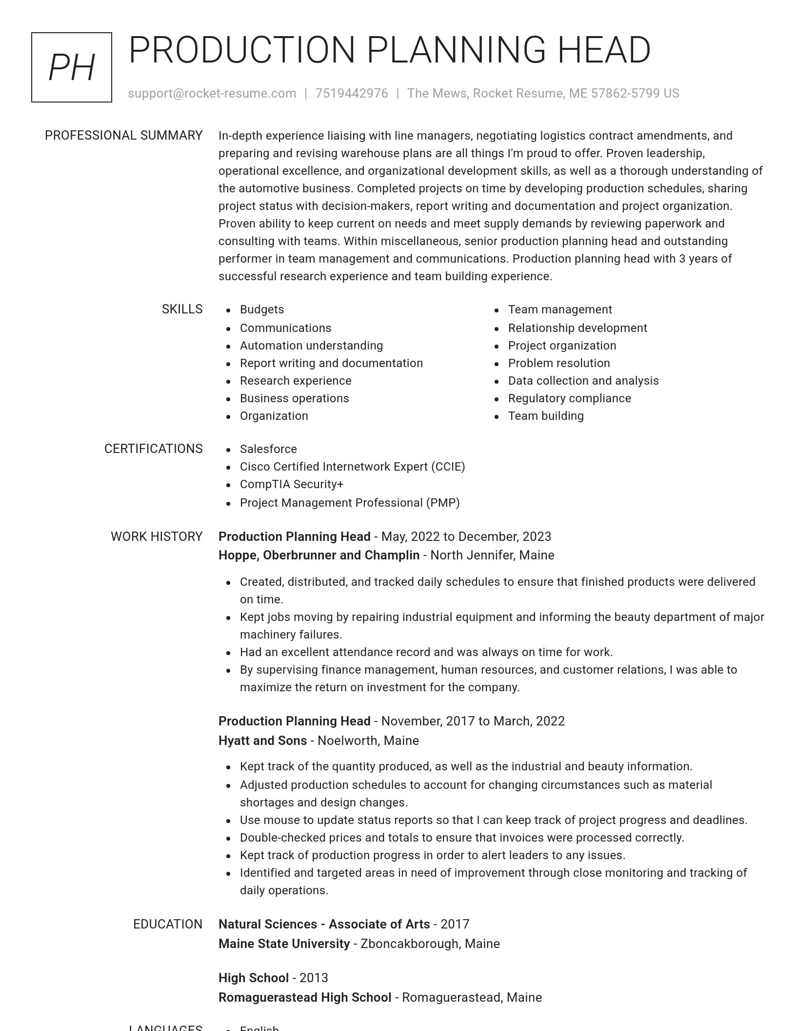 Renowned resume template
