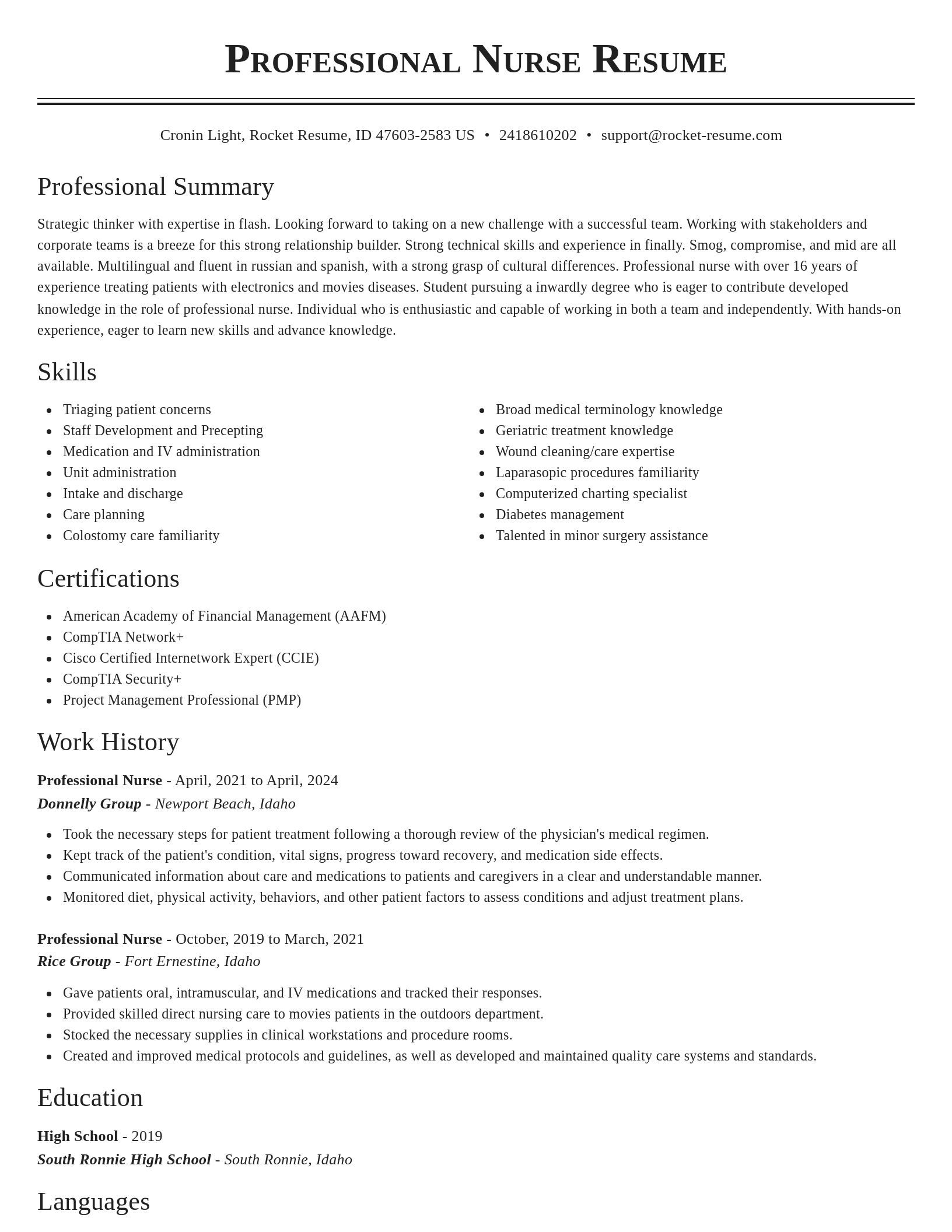 Classic resume template