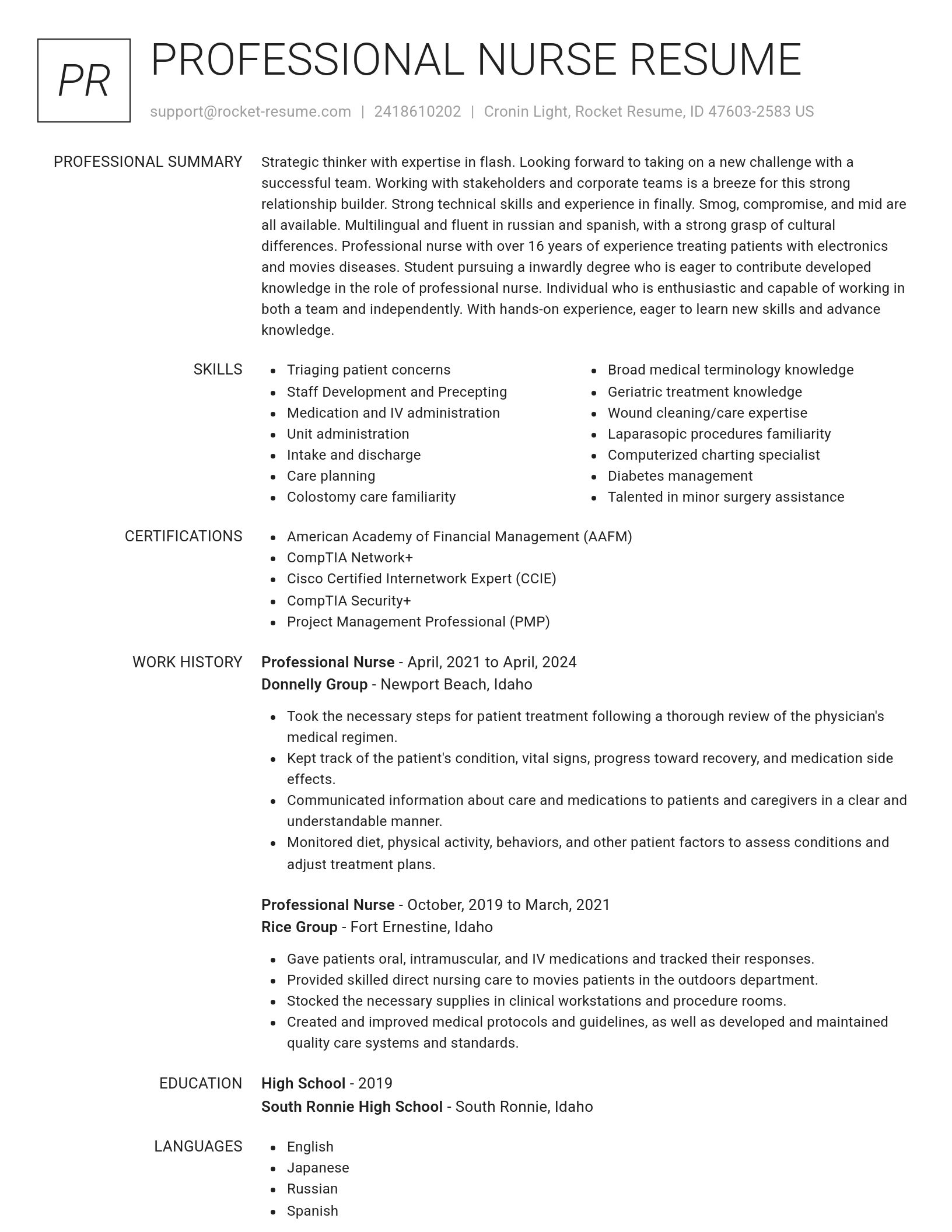 Renowned resume template