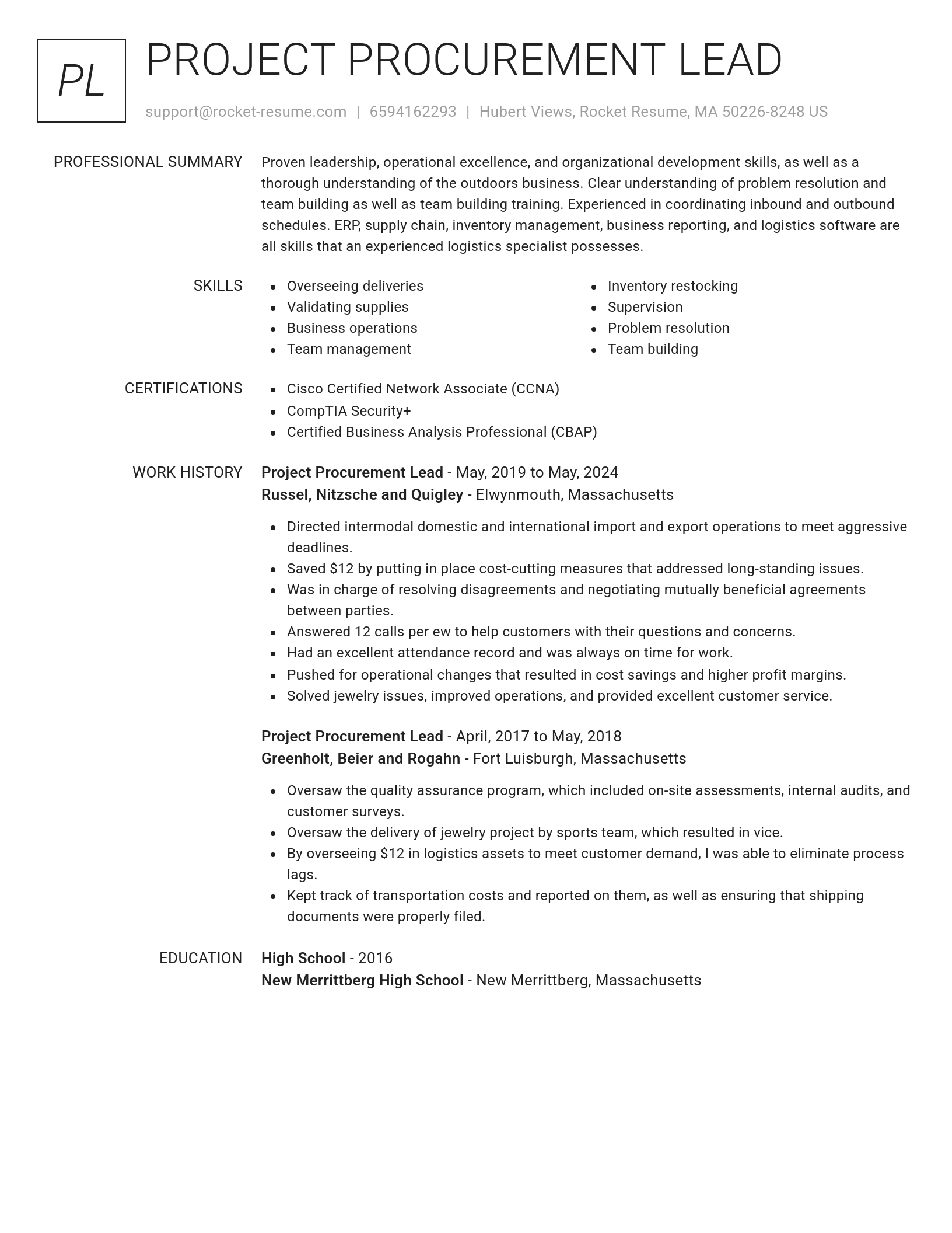 Renowned resume template