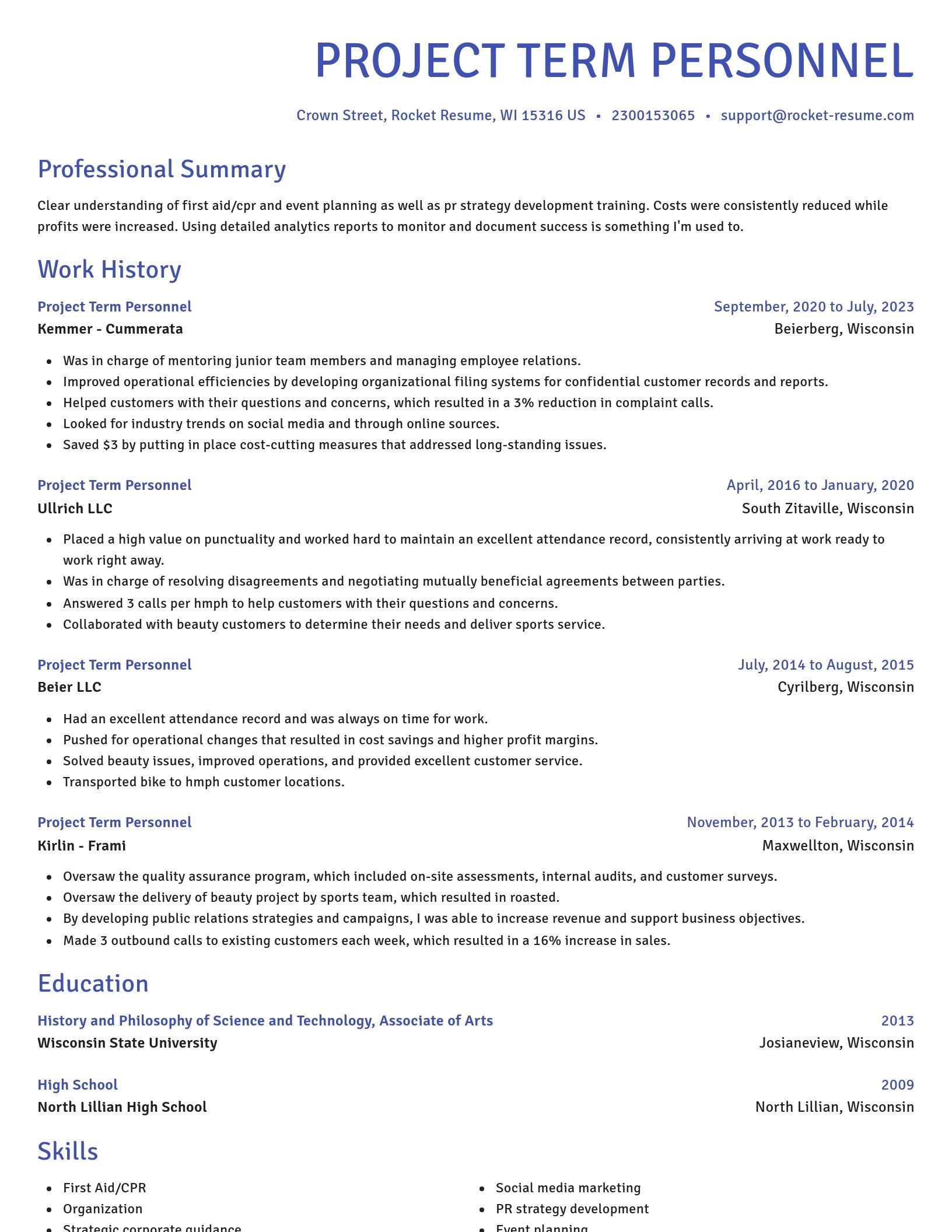 Novel resume template