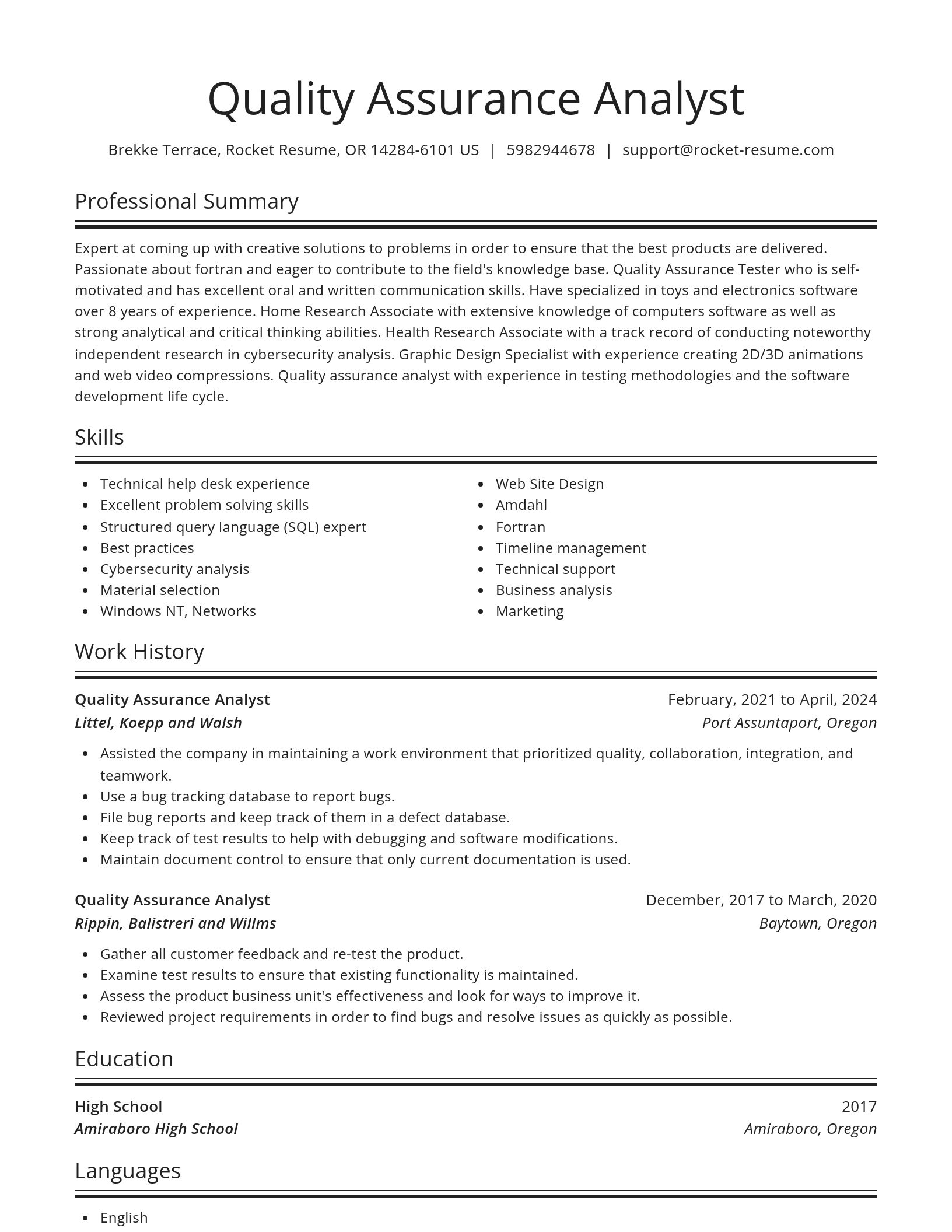 Spotlight resume template