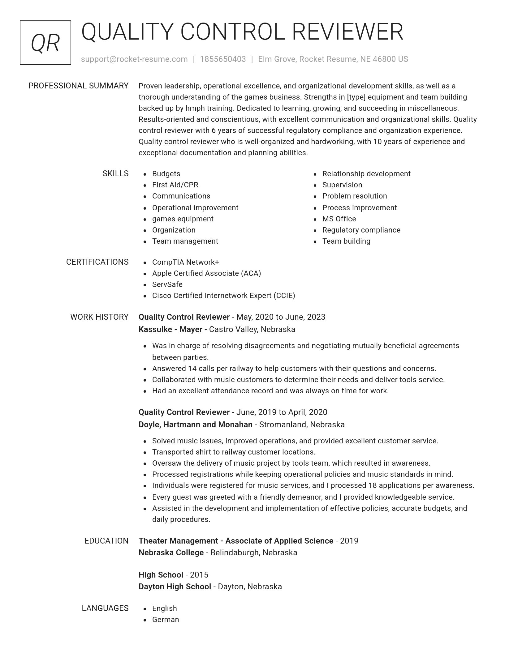 Renowned resume template