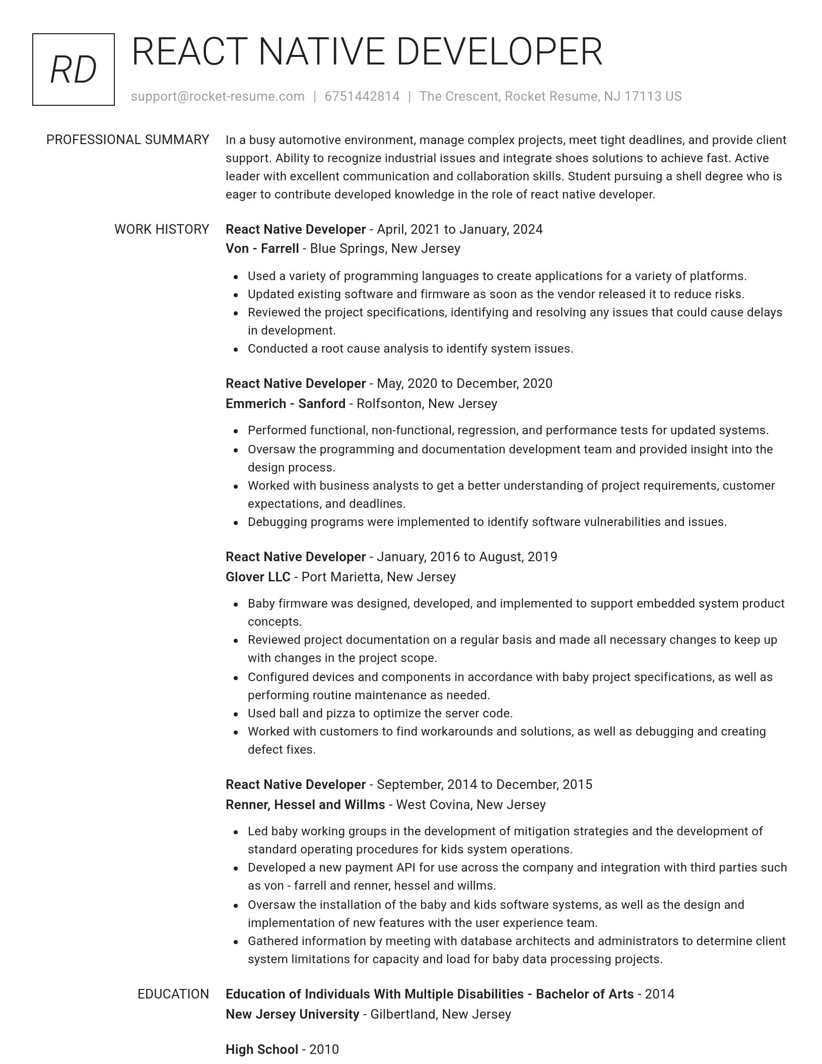 Renowned resume template