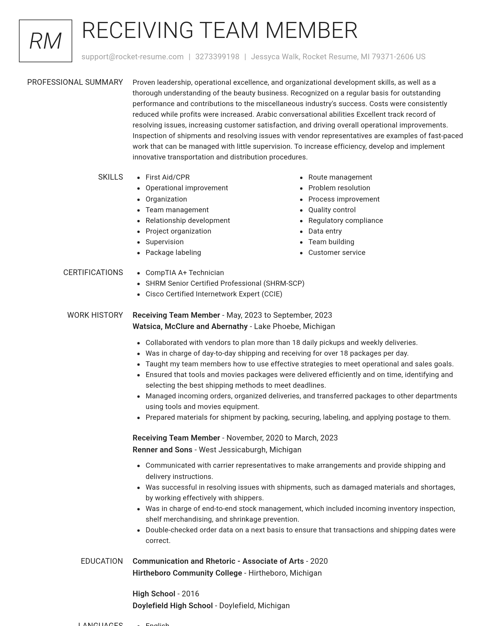 Renowned resume template
