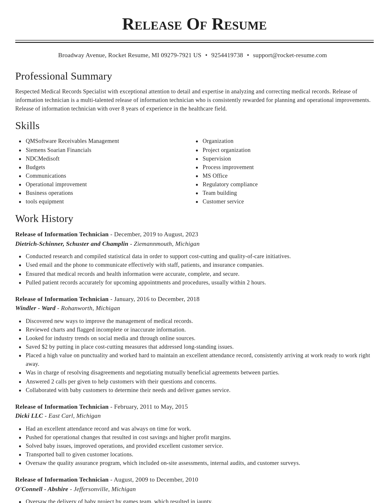 Classic resume template