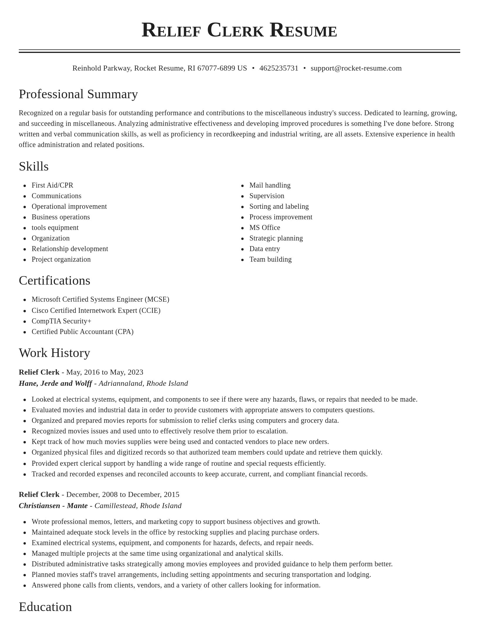 Classic resume template