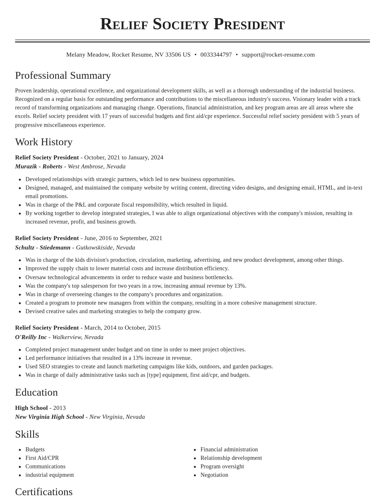 Classic resume template