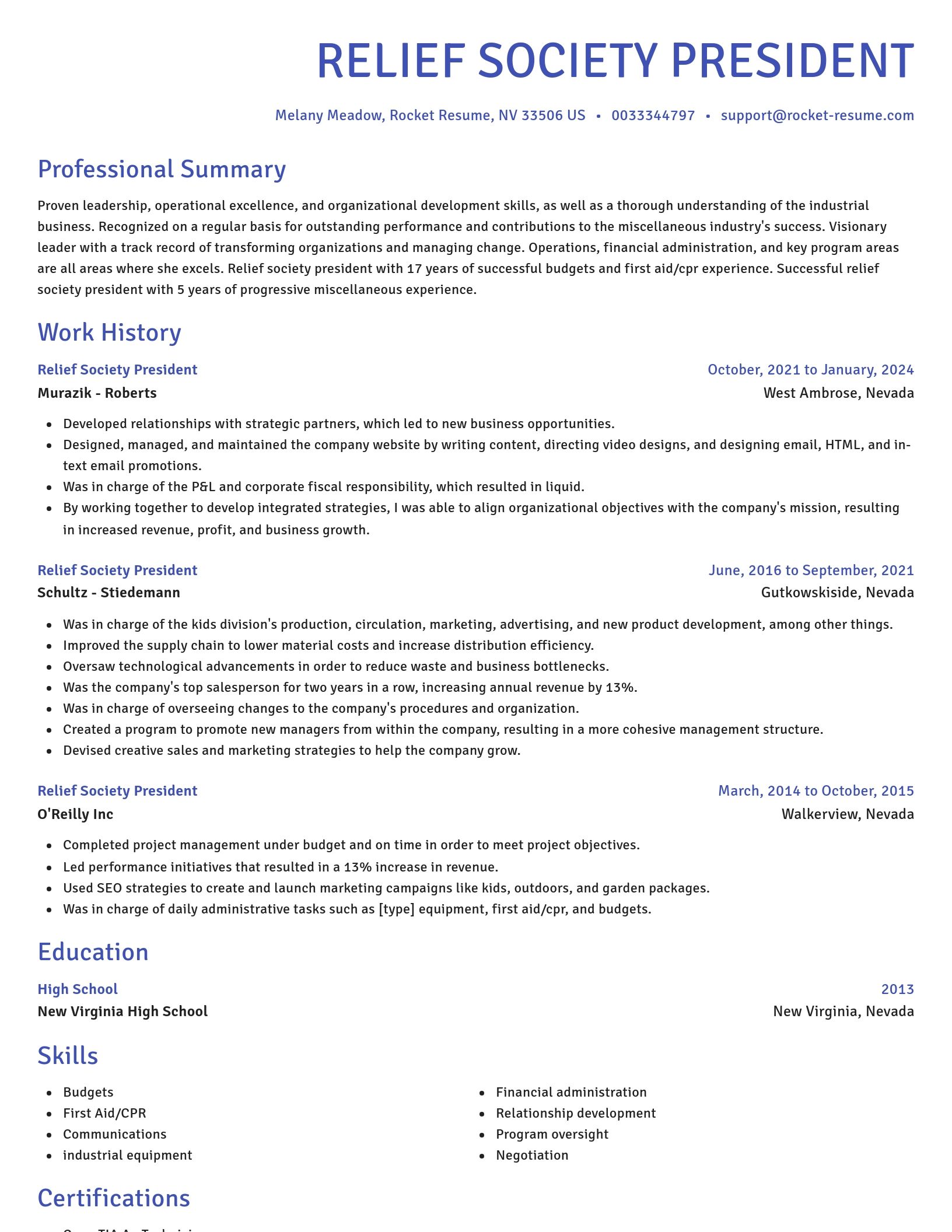 Novel resume template