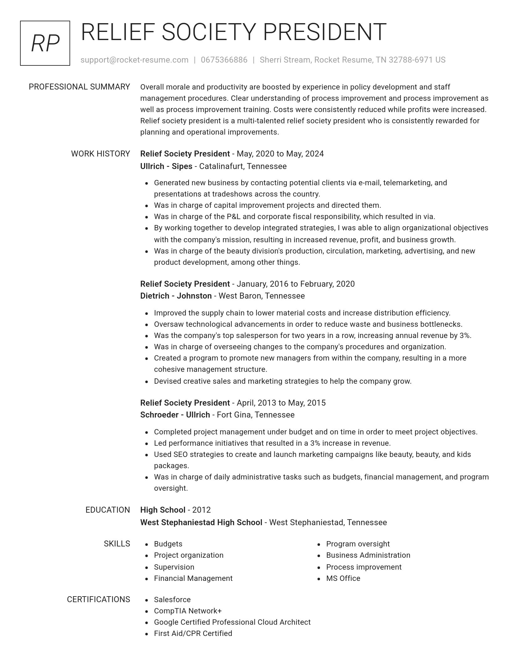 Renowned resume template