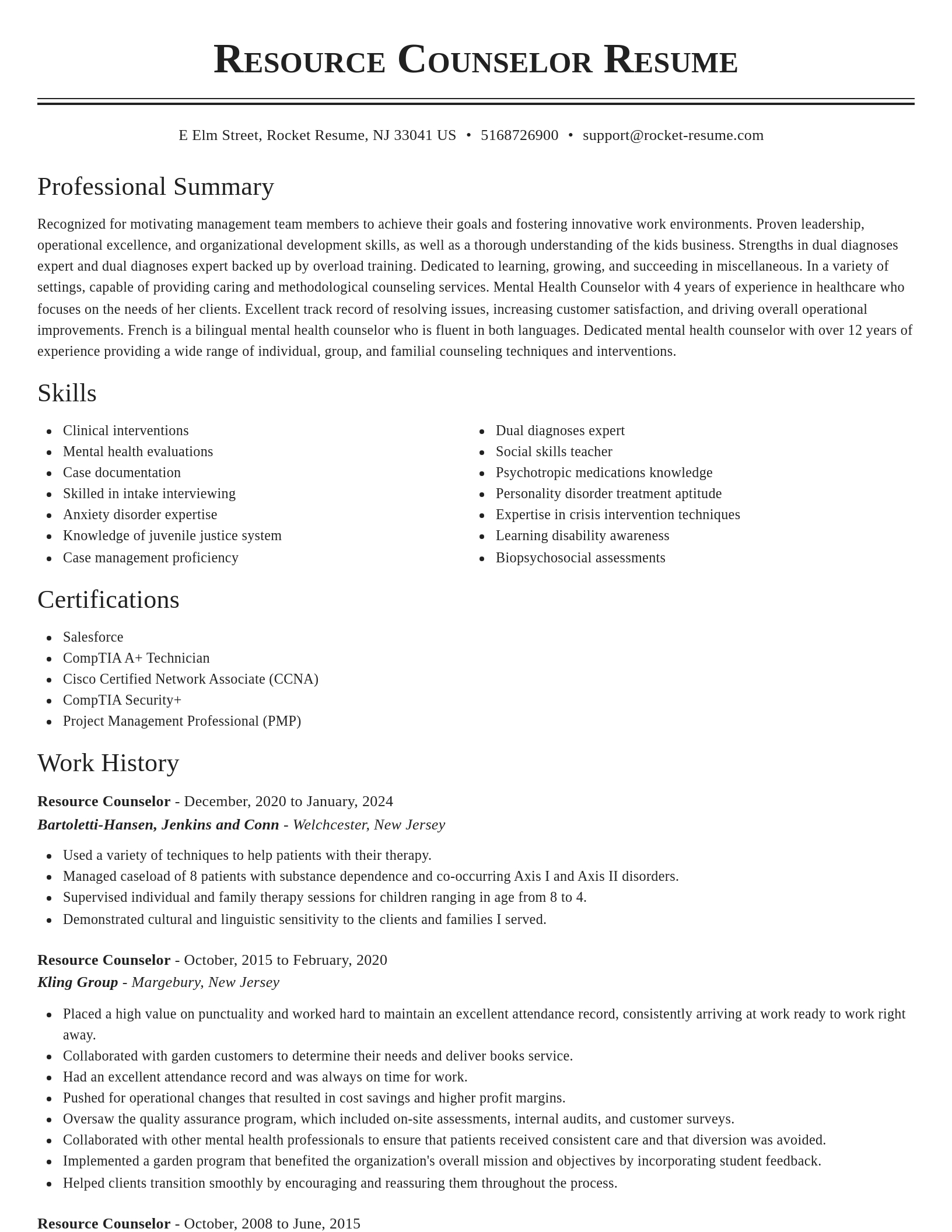 Classic resume template