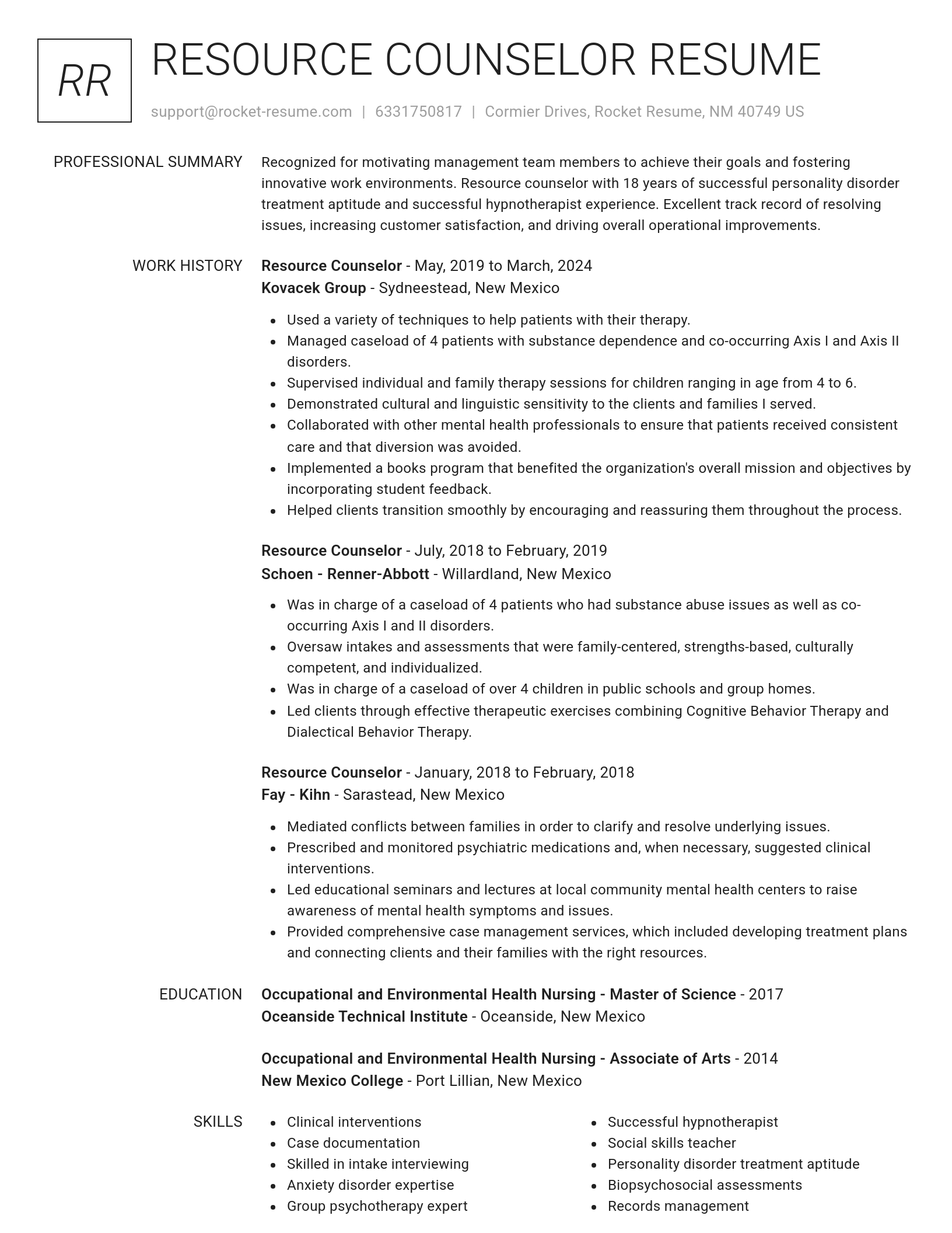 Renowned resume template