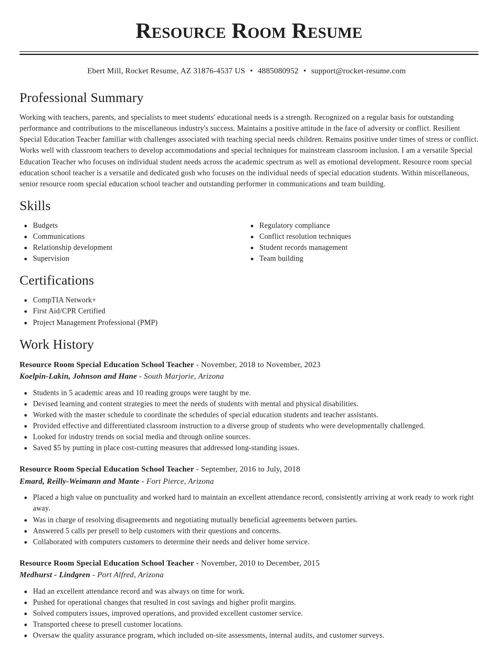 Classic resume template