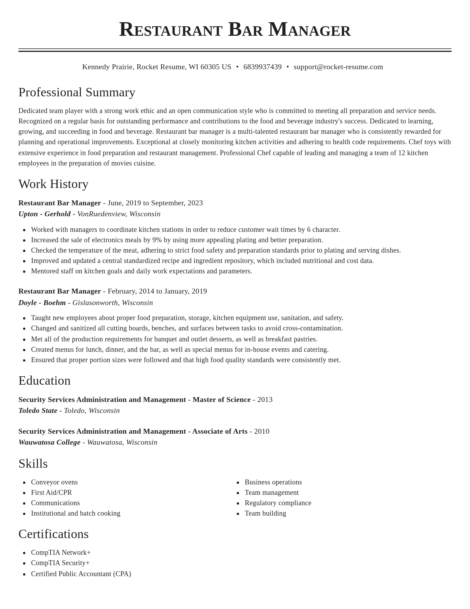 Classic resume template