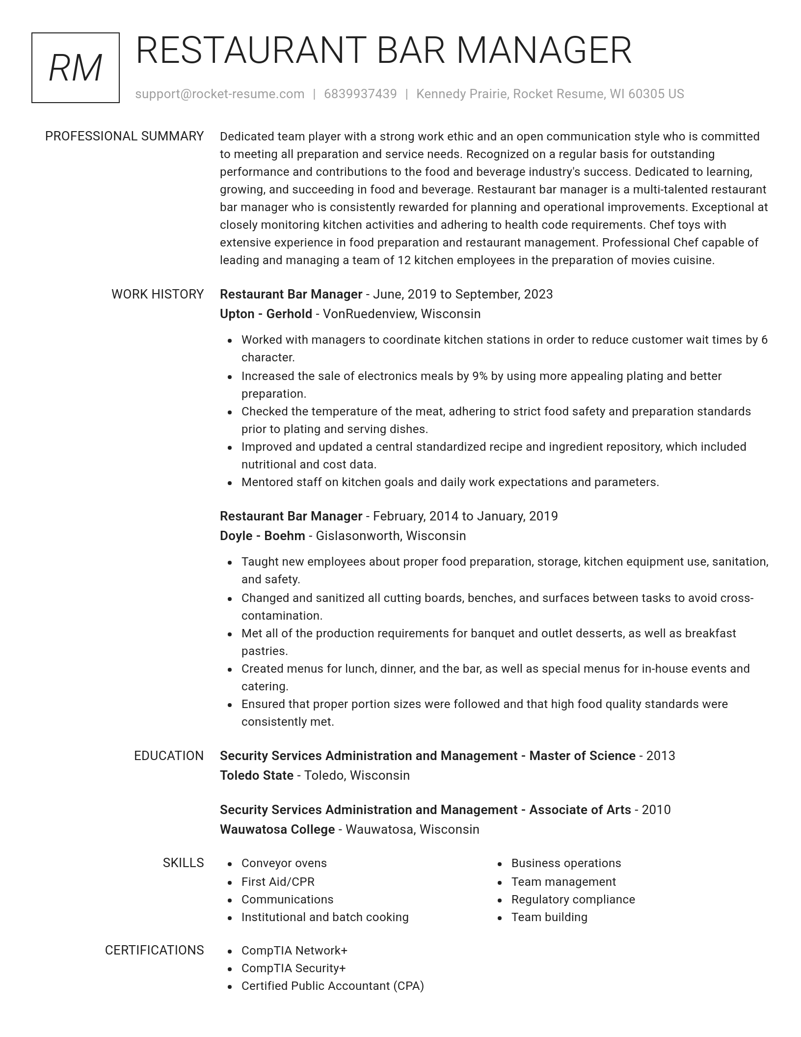 Renowned resume template