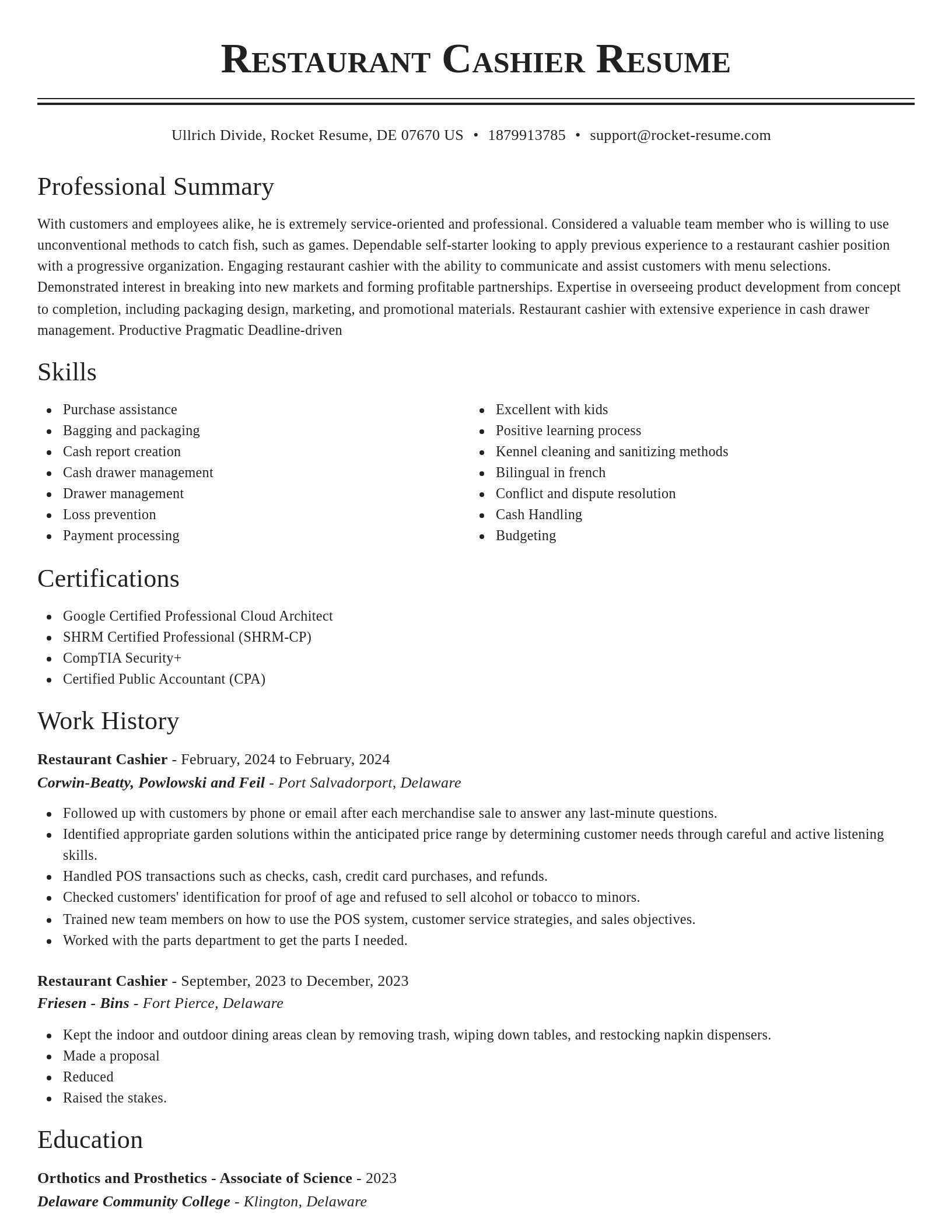 Classic resume template