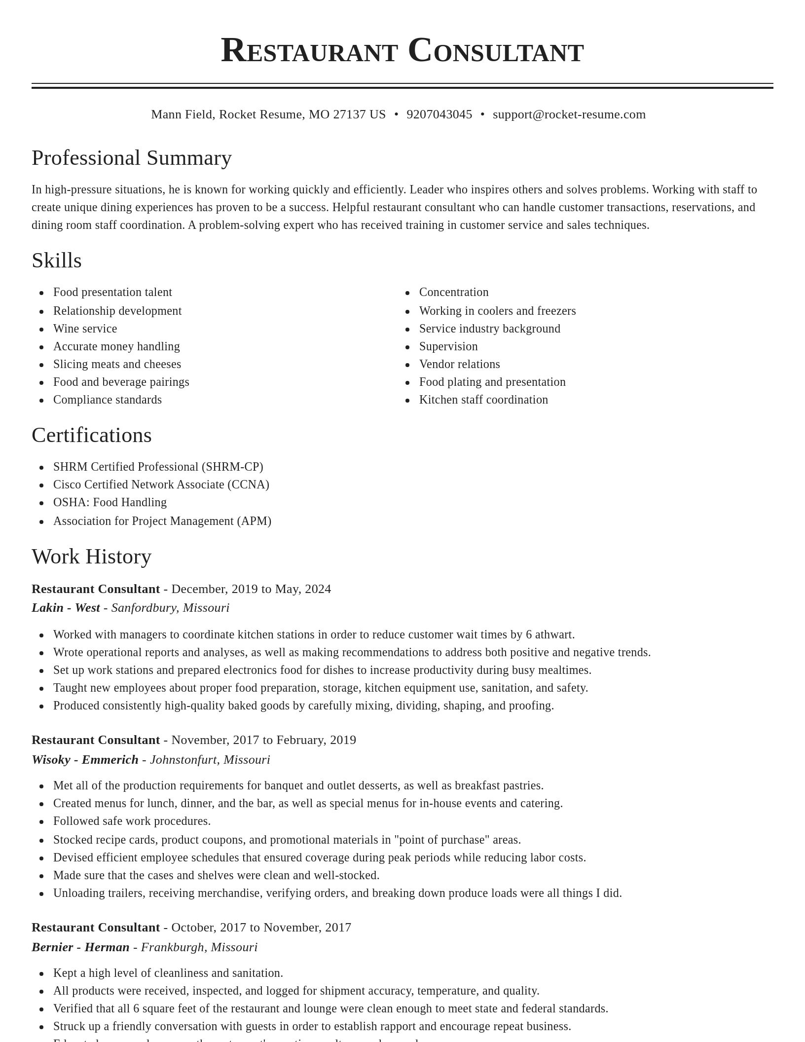 Classic resume template