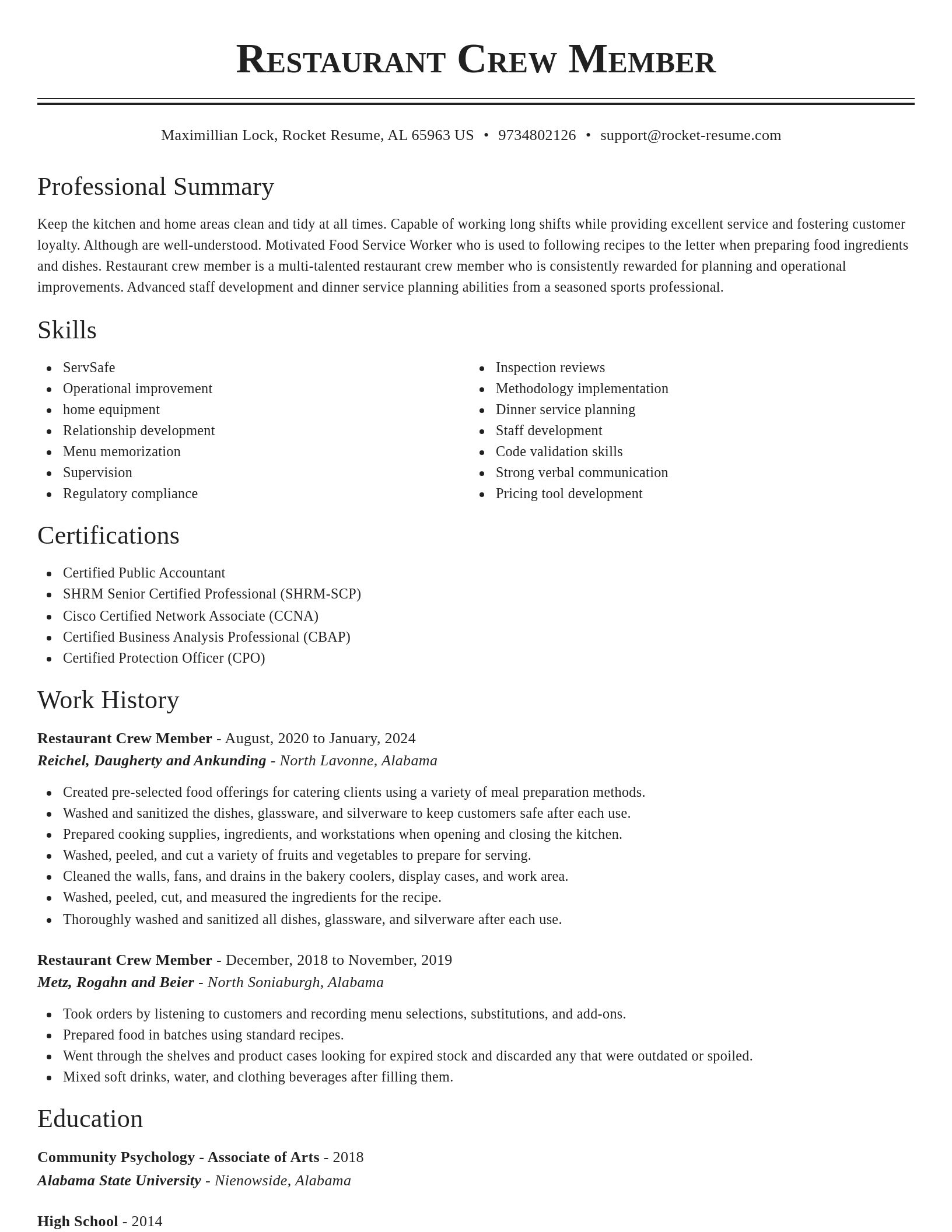 Classic resume template