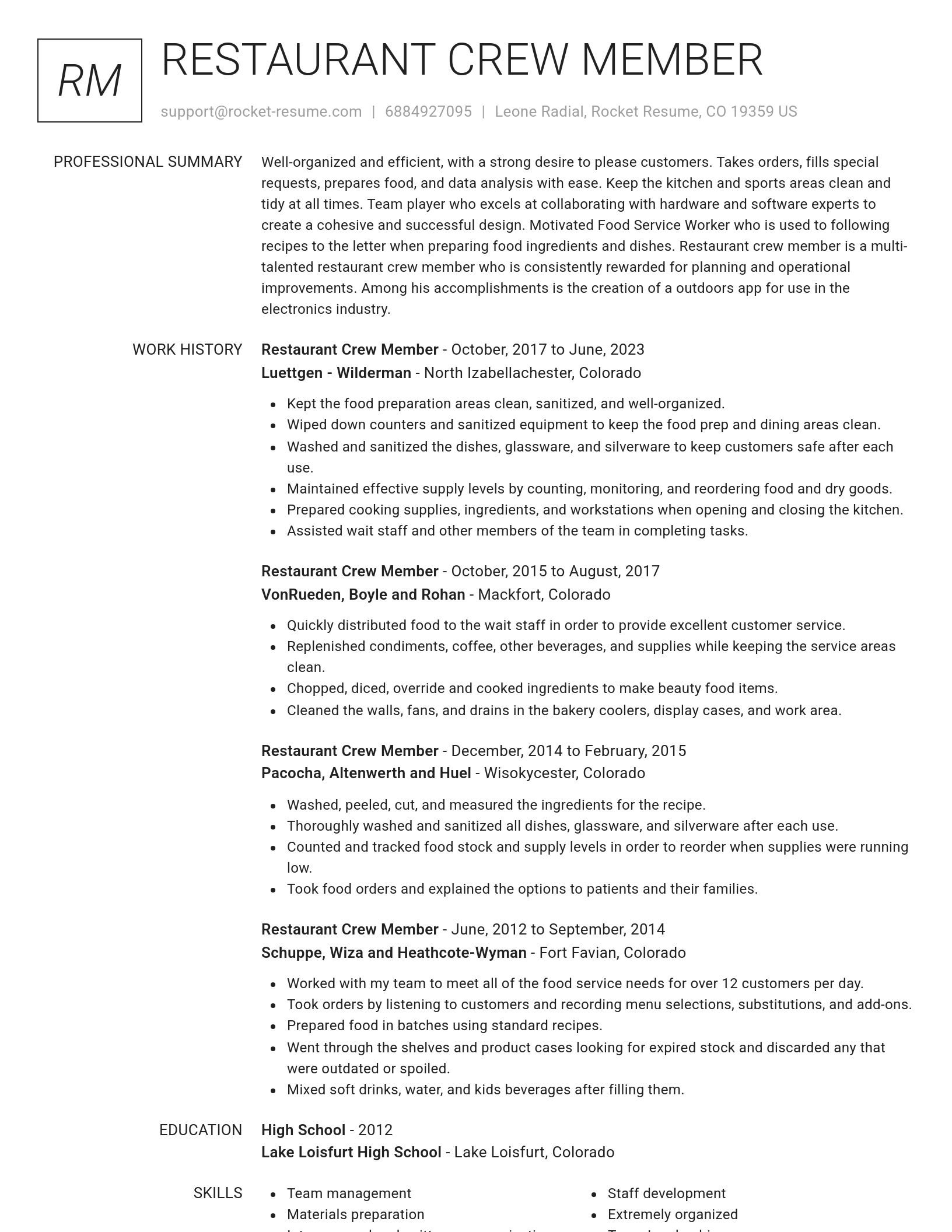 Renowned resume template