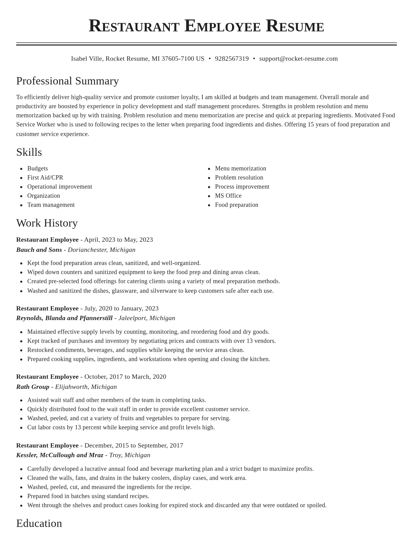 Classic resume template