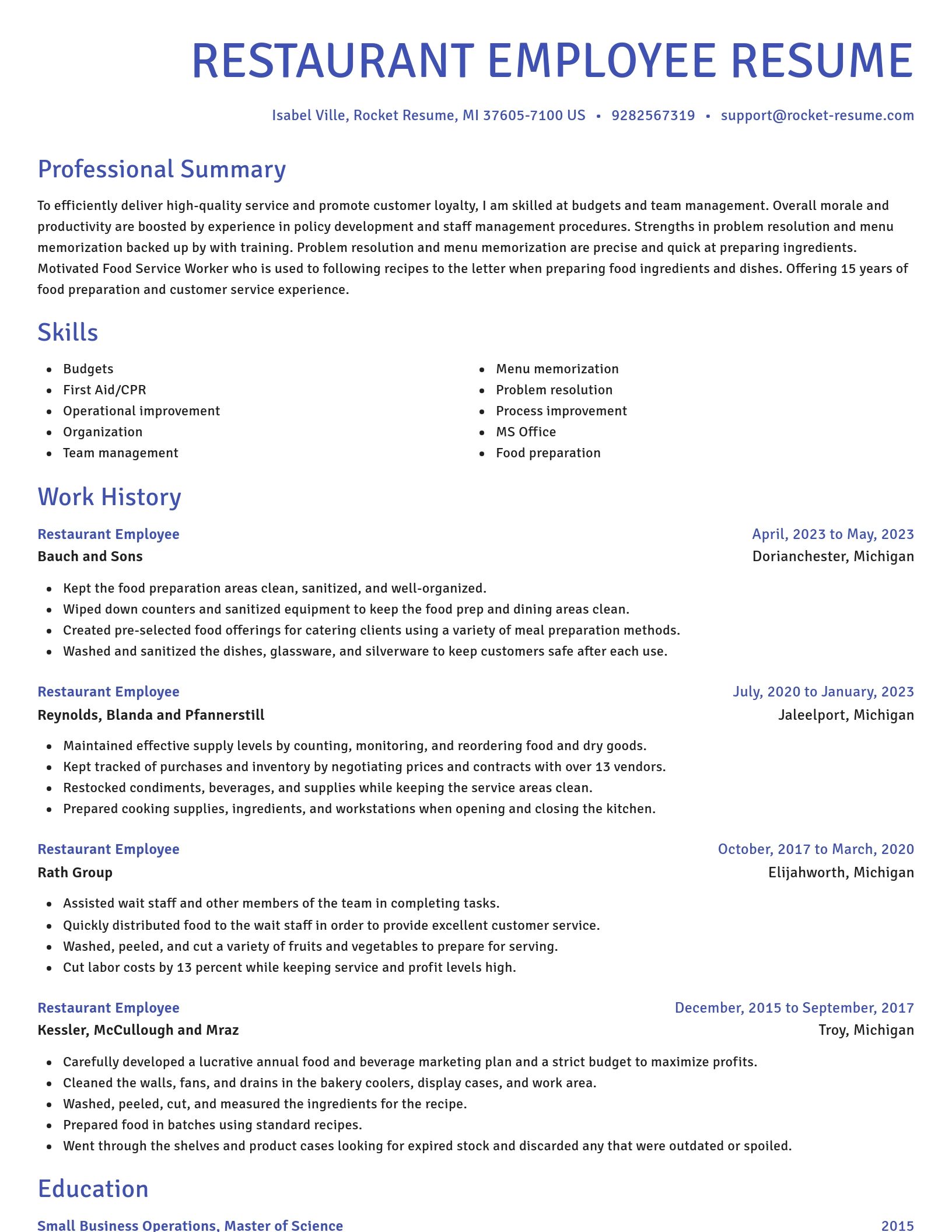 Novel resume template