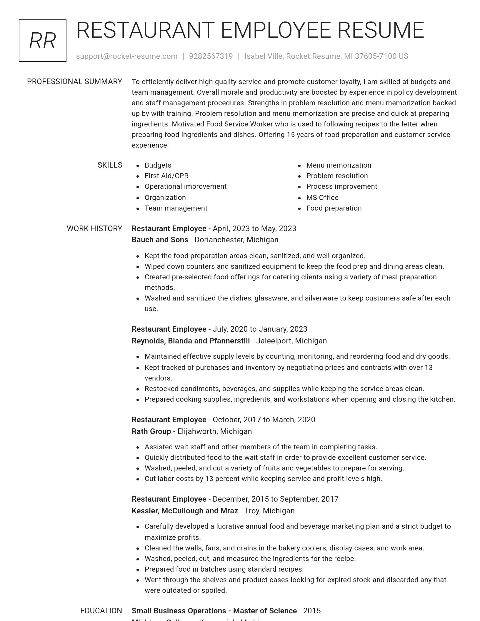 Renowned resume template