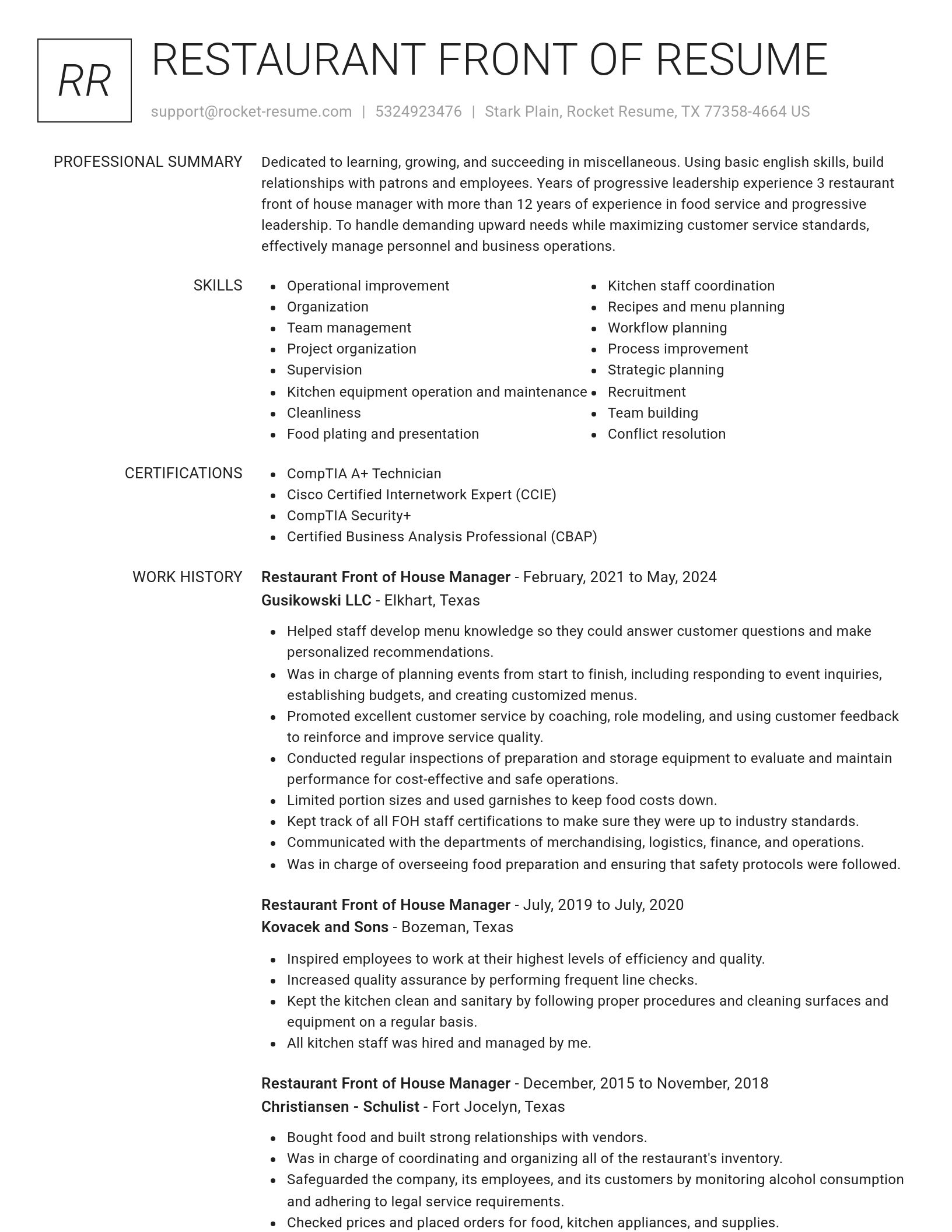 Renowned resume template