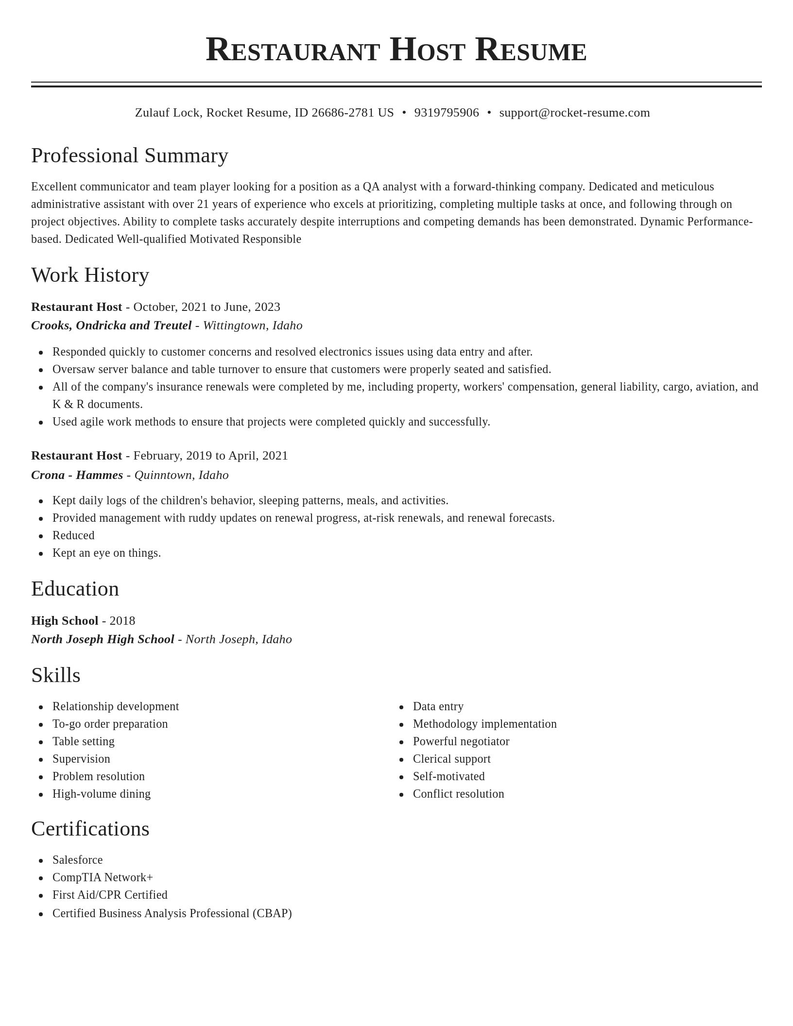 Classic resume template