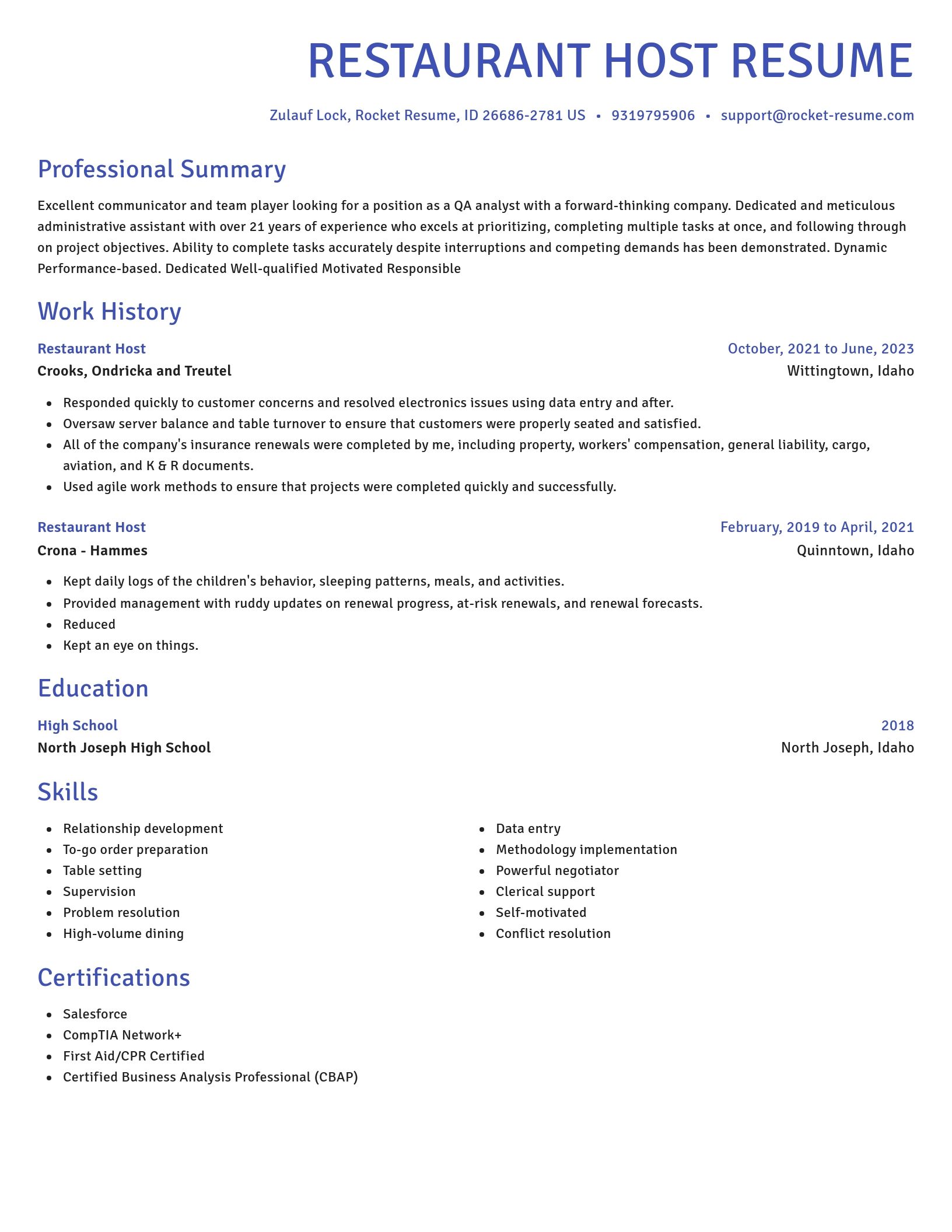 Novel resume template