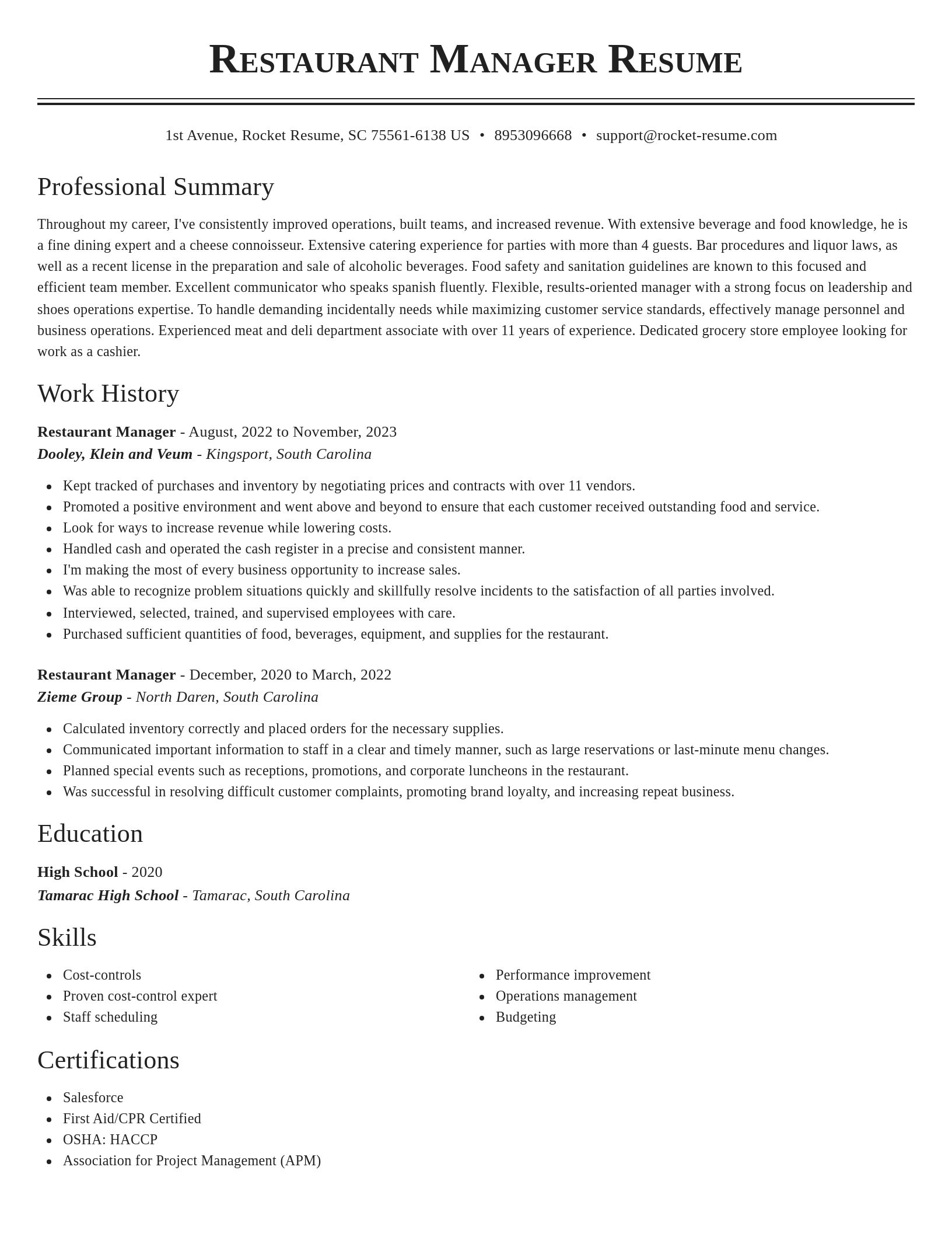 Classic resume template