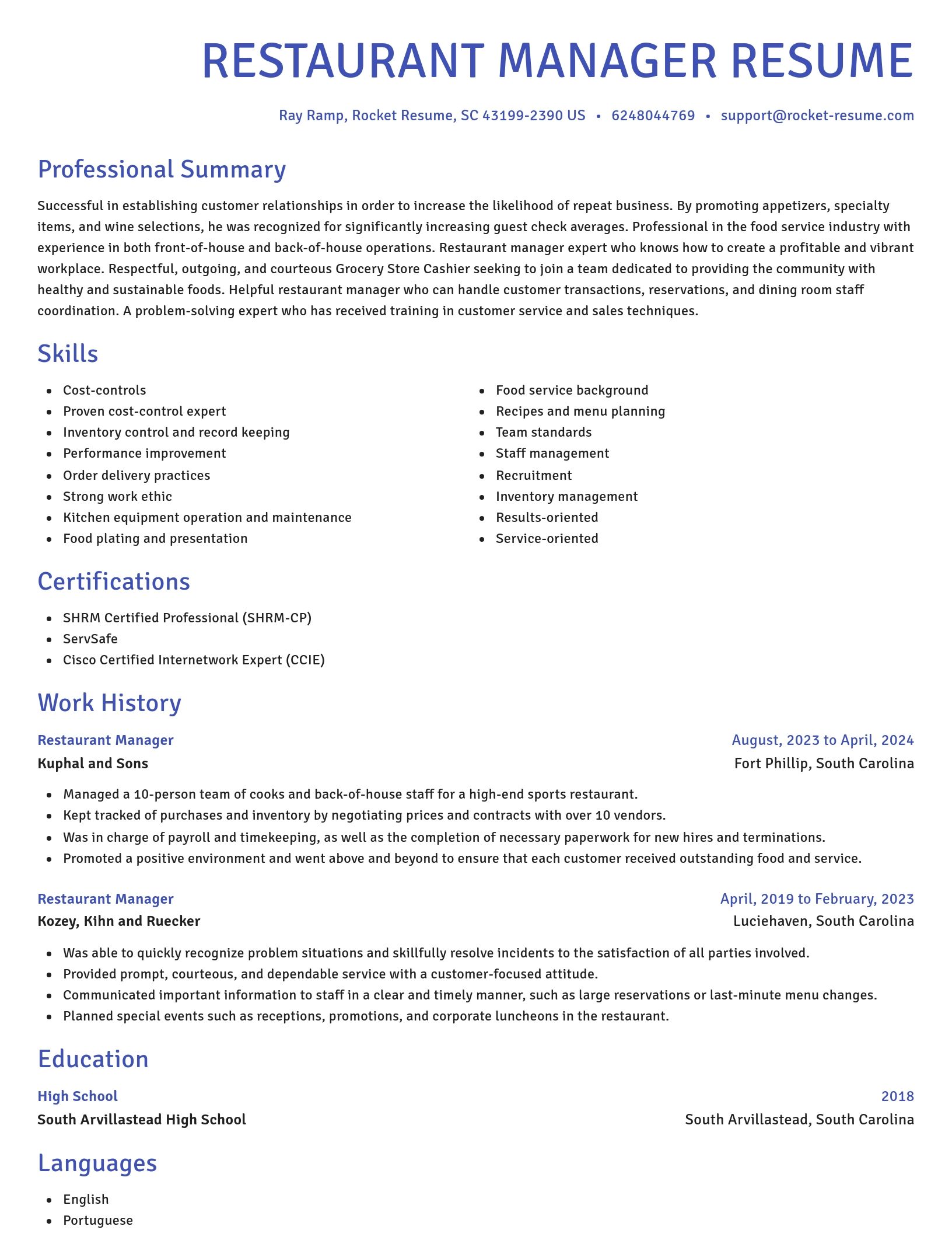 Novel resume template