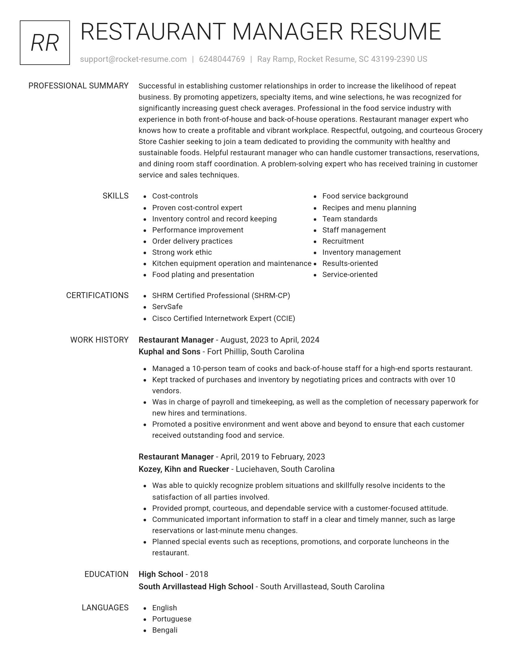 Renowned resume template