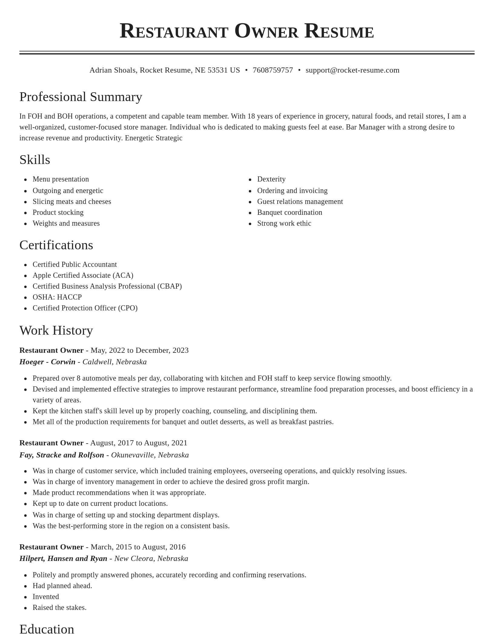 Classic resume template