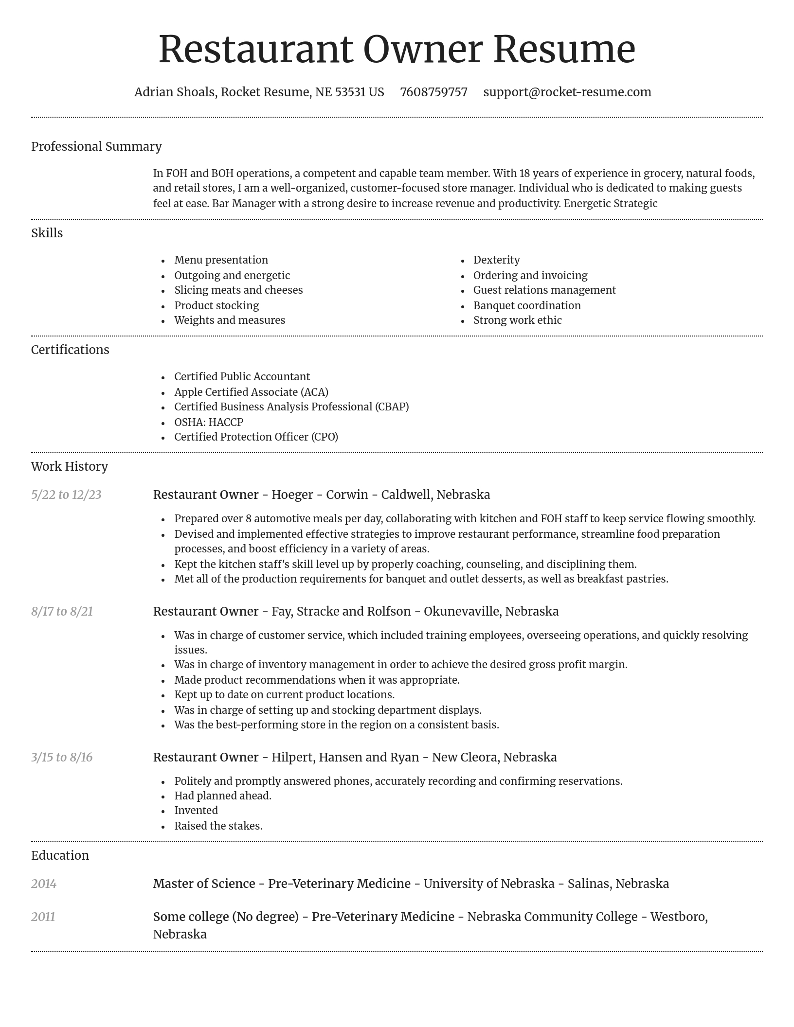 Dignified resume template
