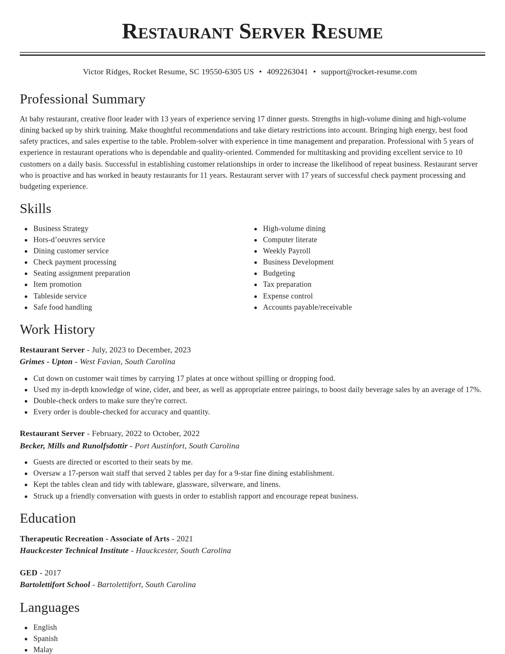 Classic resume template
