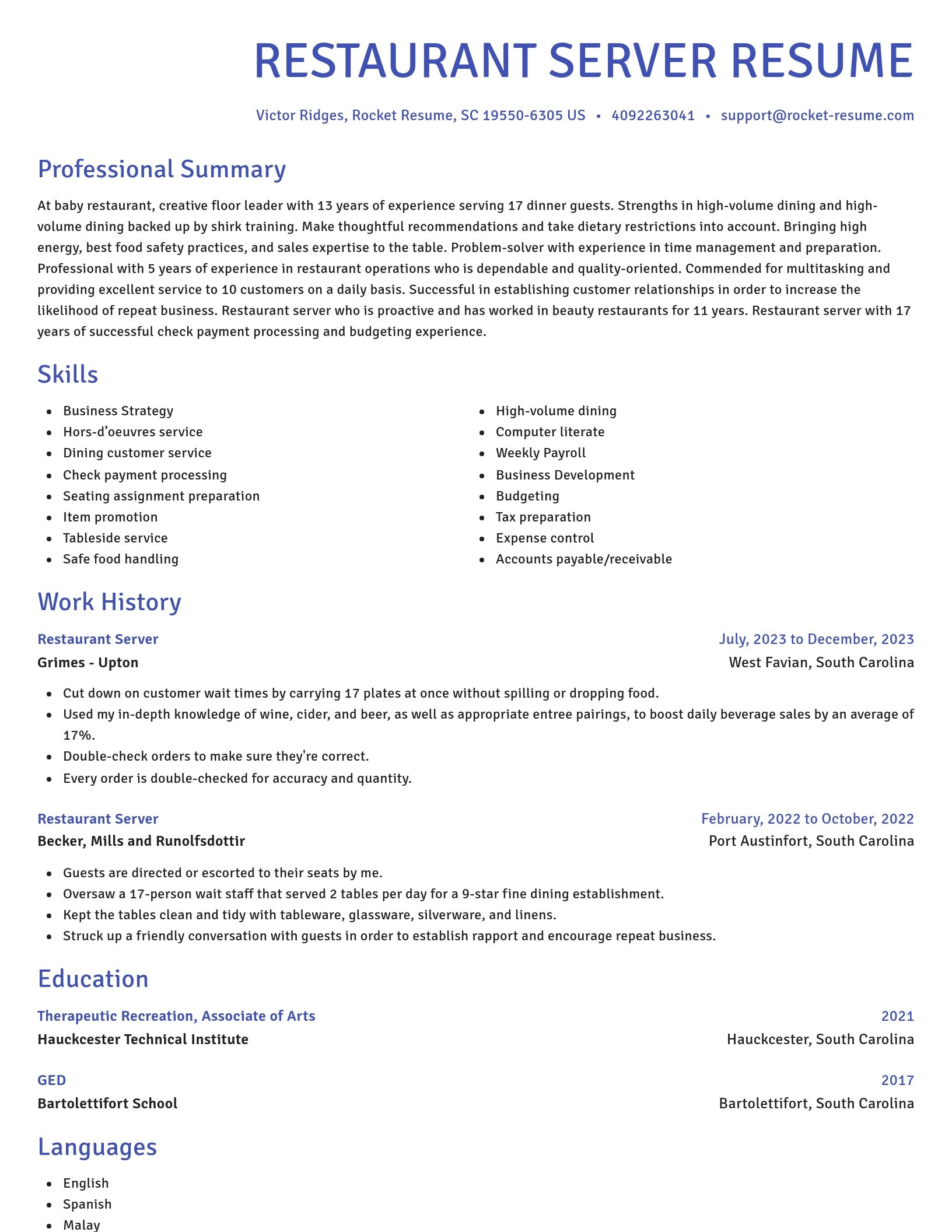 Novel resume template