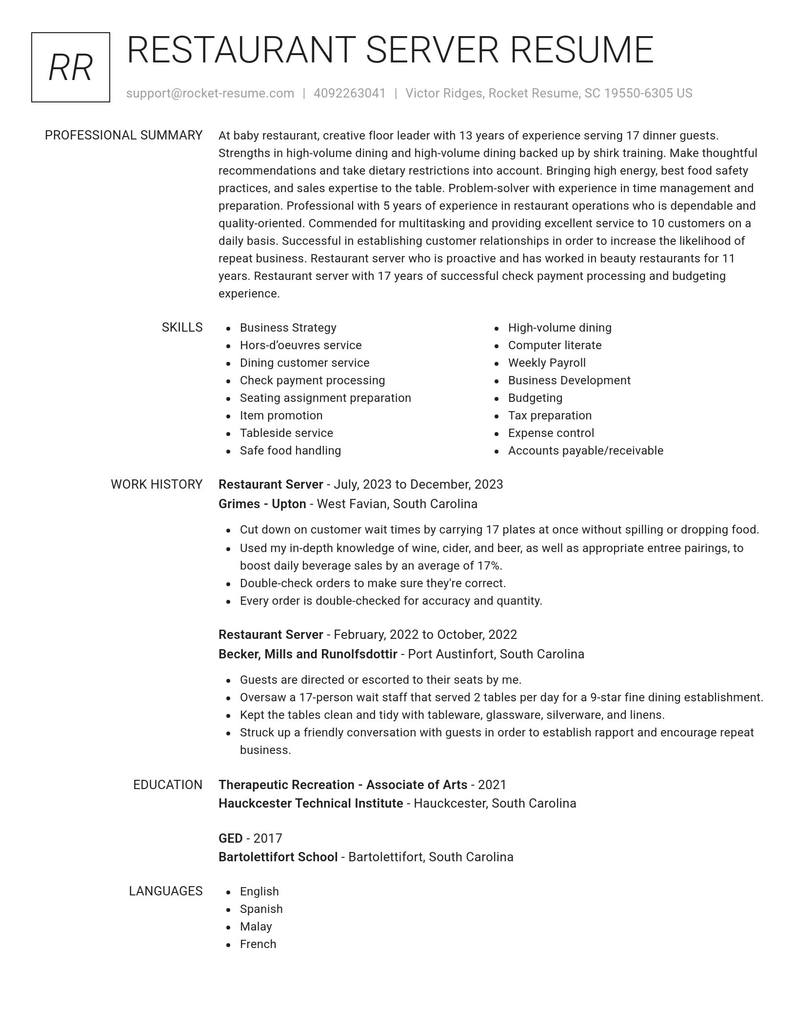 Renowned resume template