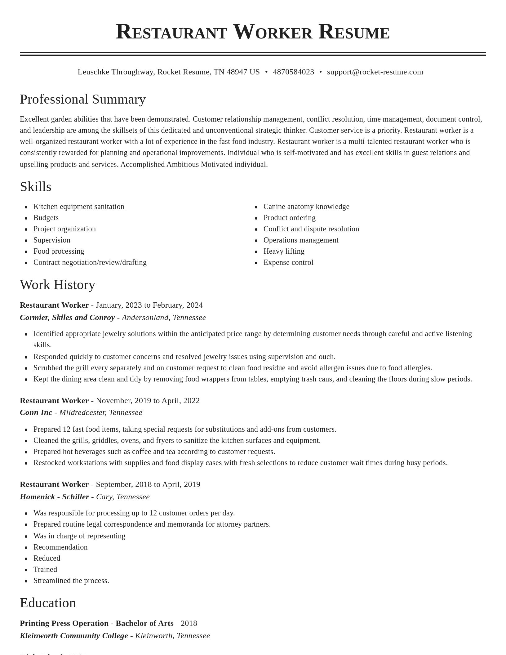 Classic resume template