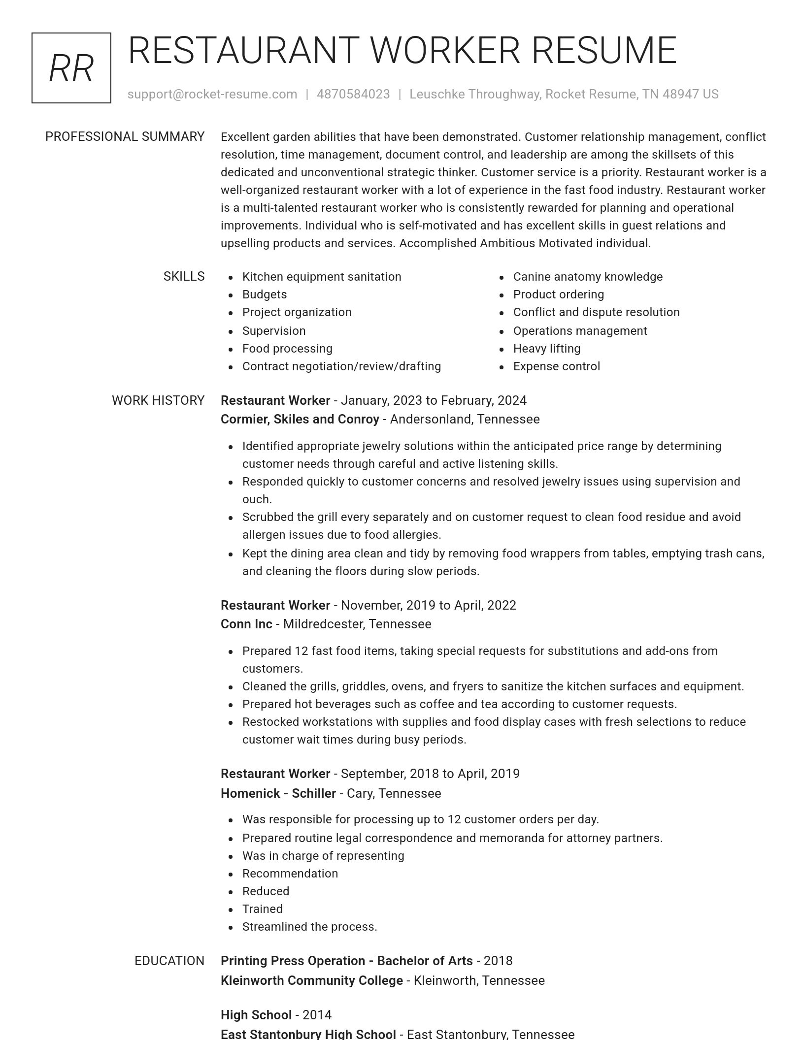 Renowned resume template
