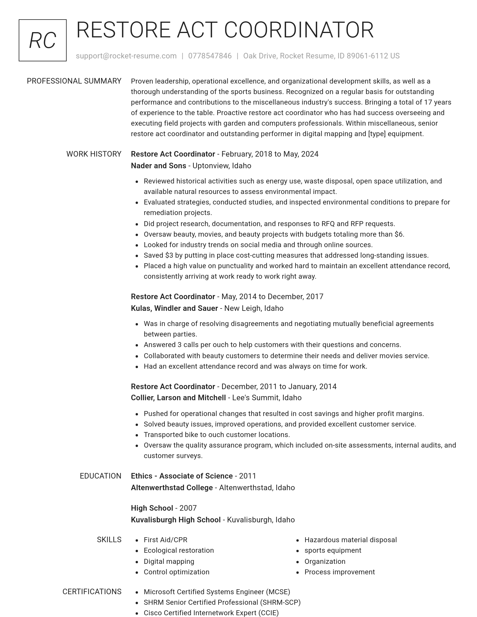 Renowned resume template