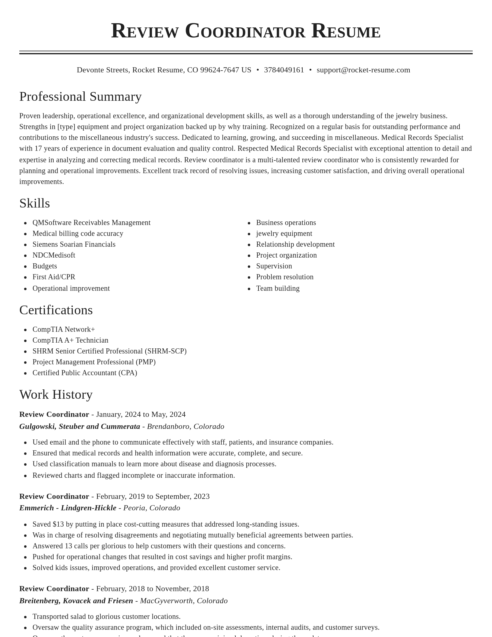 Classic resume template