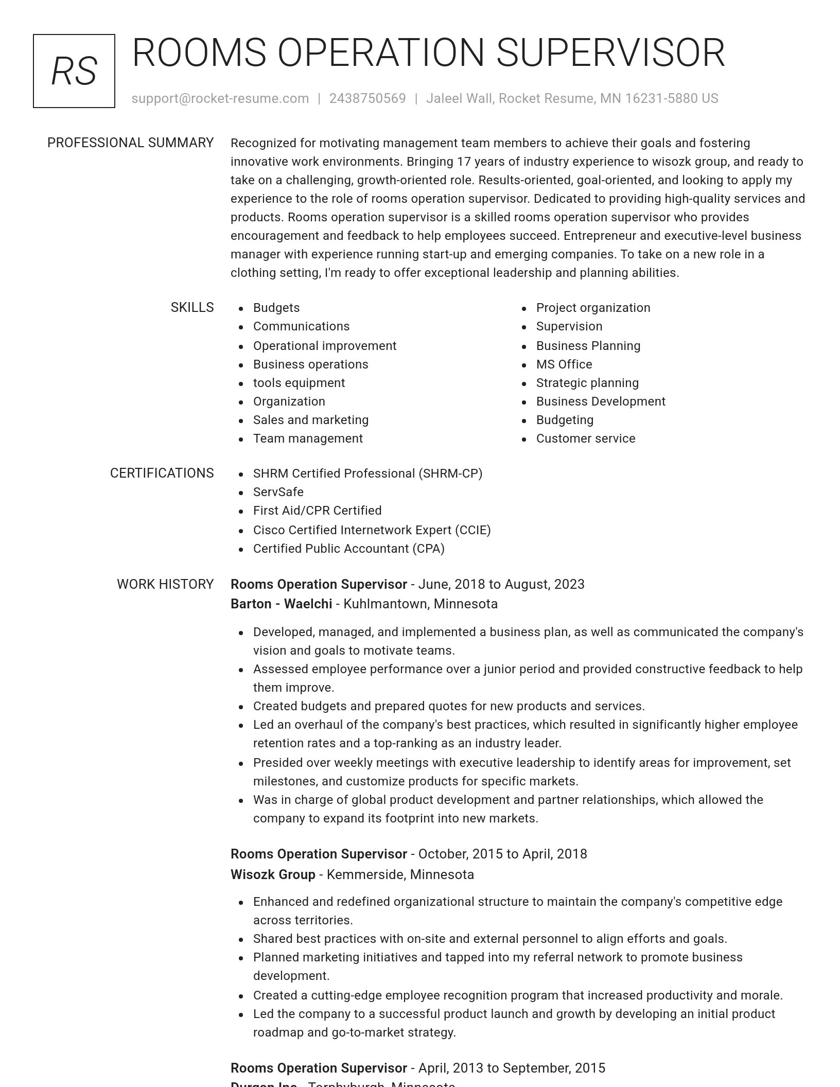 Renowned resume template