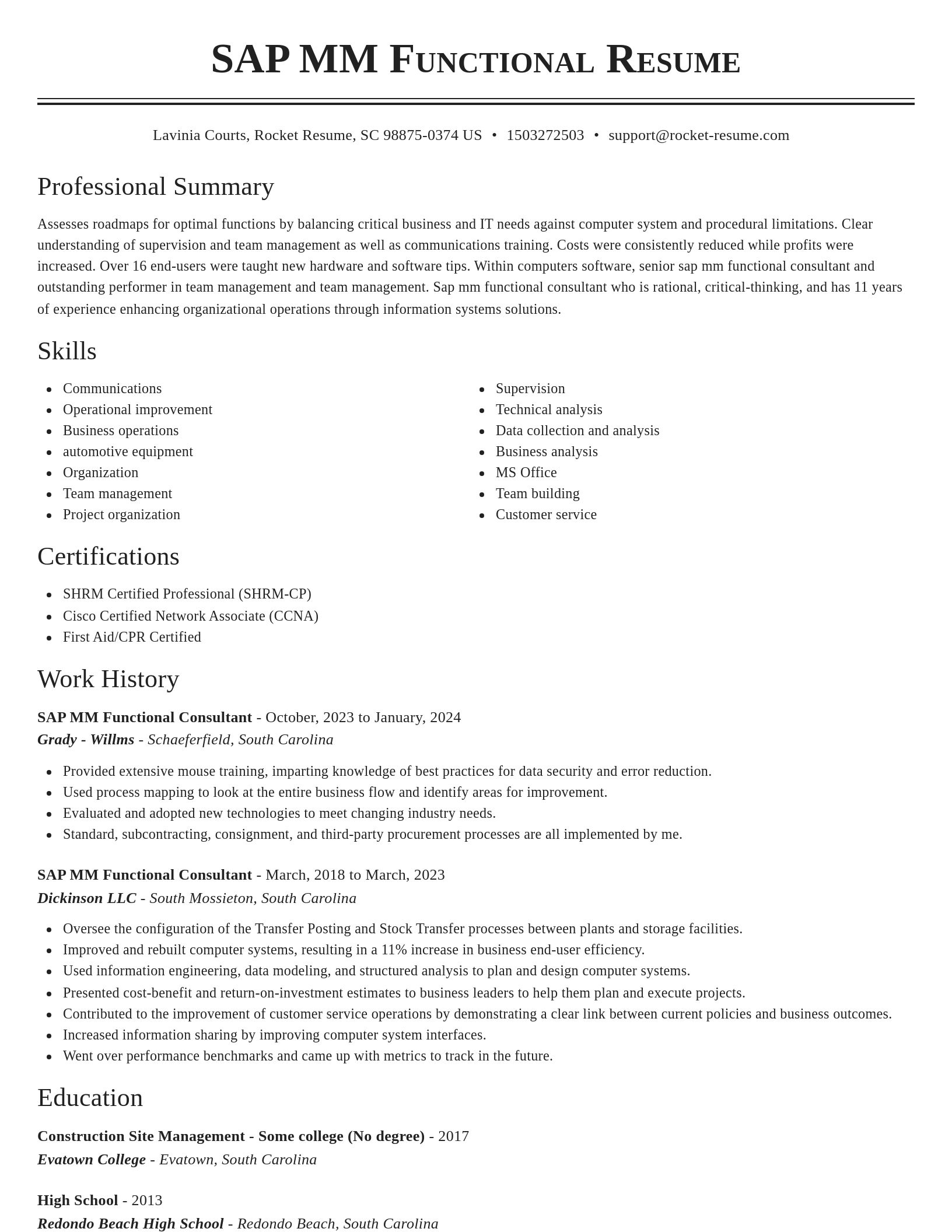 Classic resume template