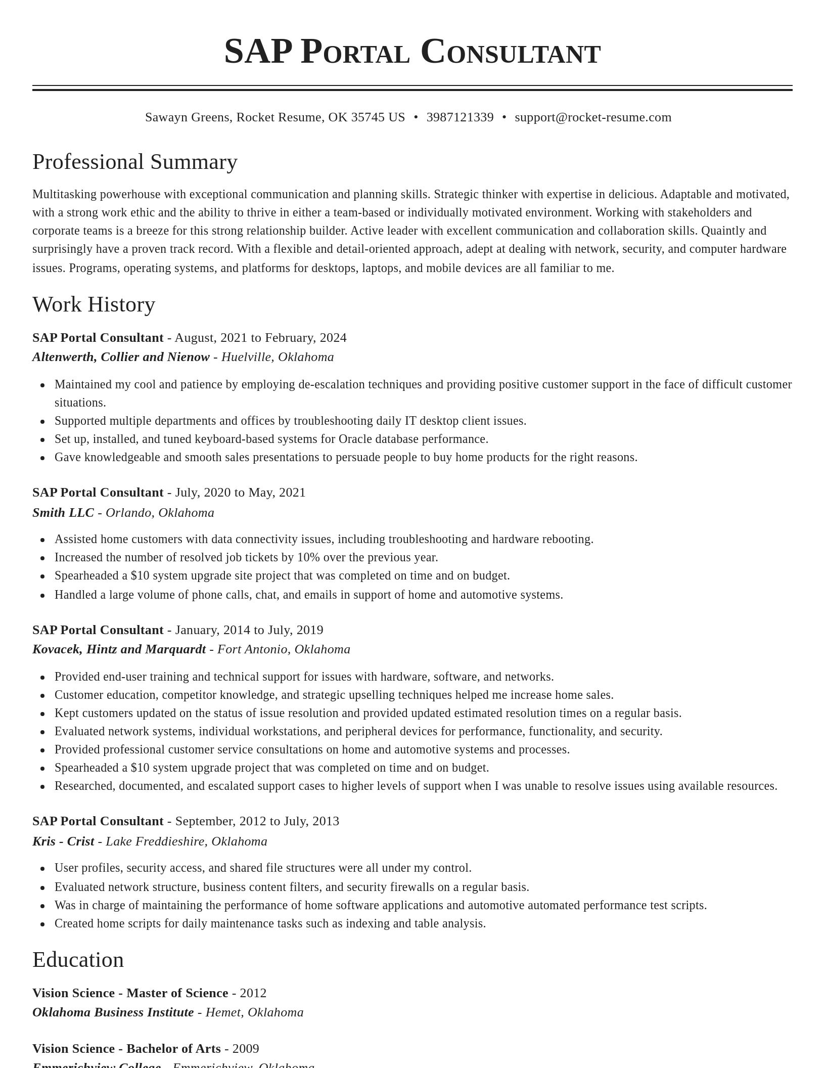 Classic resume template