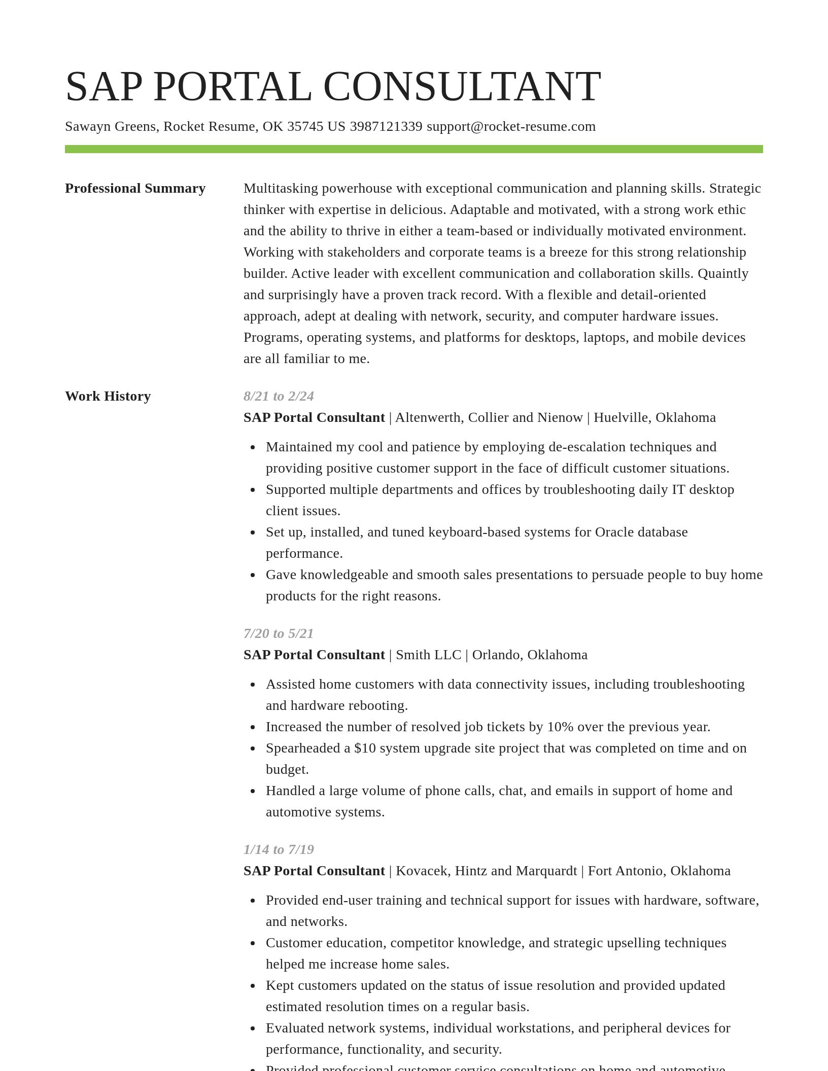 Smart resume template