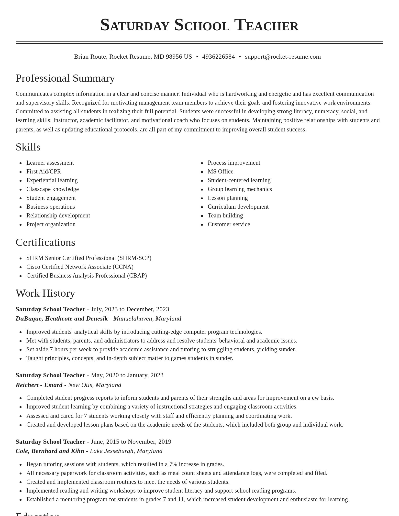 Classic resume template
